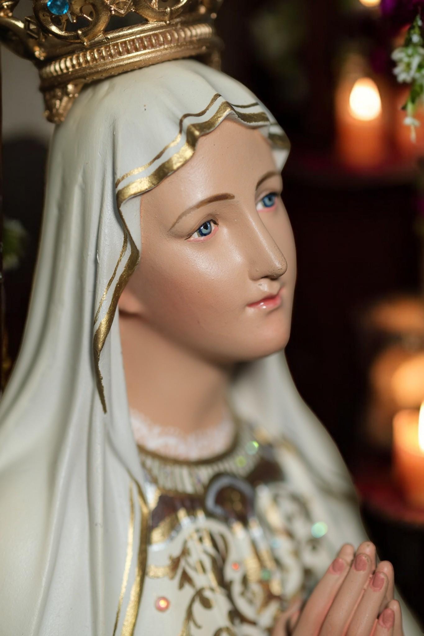 Hand-Painted Our Lady of Lourdes Statue: Antique Finish, Home Altar Decor (etsy image id: 7355993969)