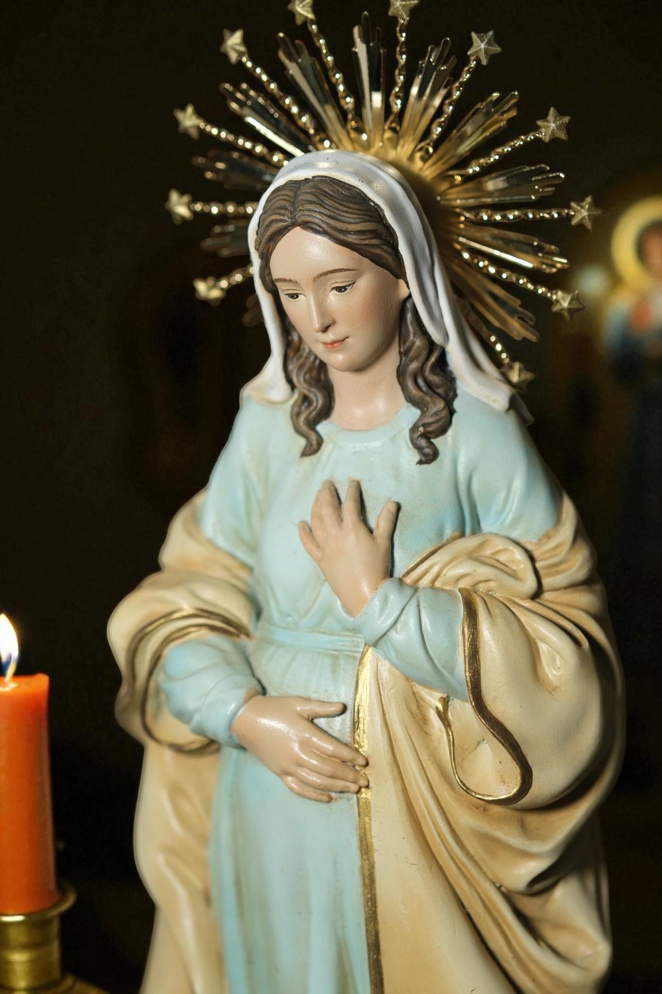 Our Lady of Hope Statue: 30cm Handcrafted Gold-Plated Crown (etsy image id: 7356023635)