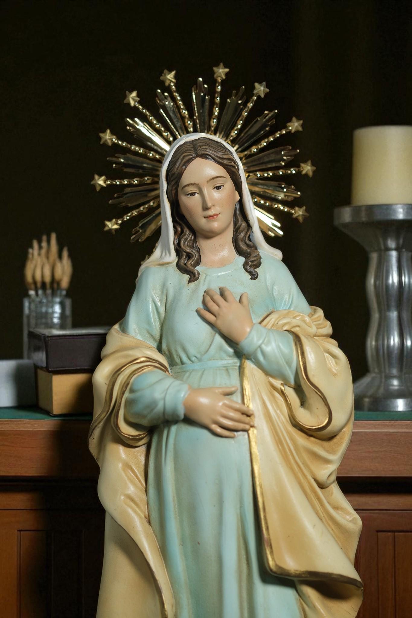 Our Lady of Hope Statue: 30cm Handcrafted Gold-Plated Crown (etsy image id: 7356023643)