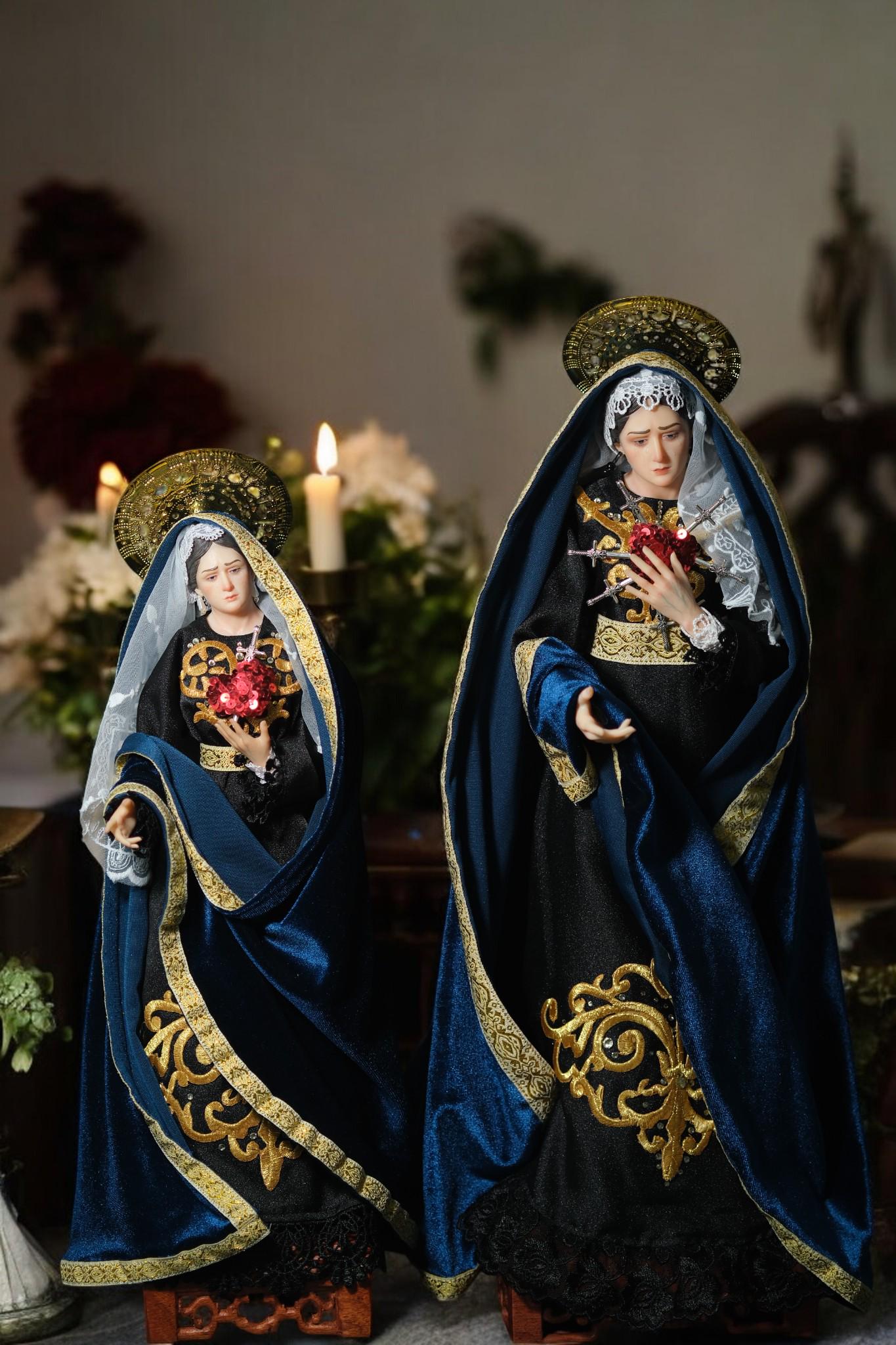 Handcrafted Our Lady of Sorrows Statue: Dressed Catholic Virgin Mary, 35cm 45 cm (etsy image id: 7356354566)
