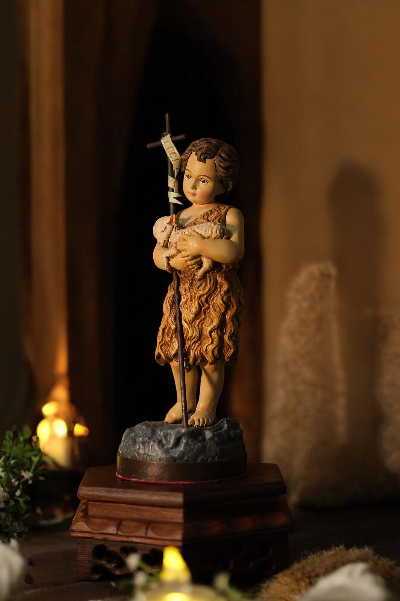 Handmade Saint John the Baptist Statue: Catholic Home Altar Decor (etsy image id: 7356508330)