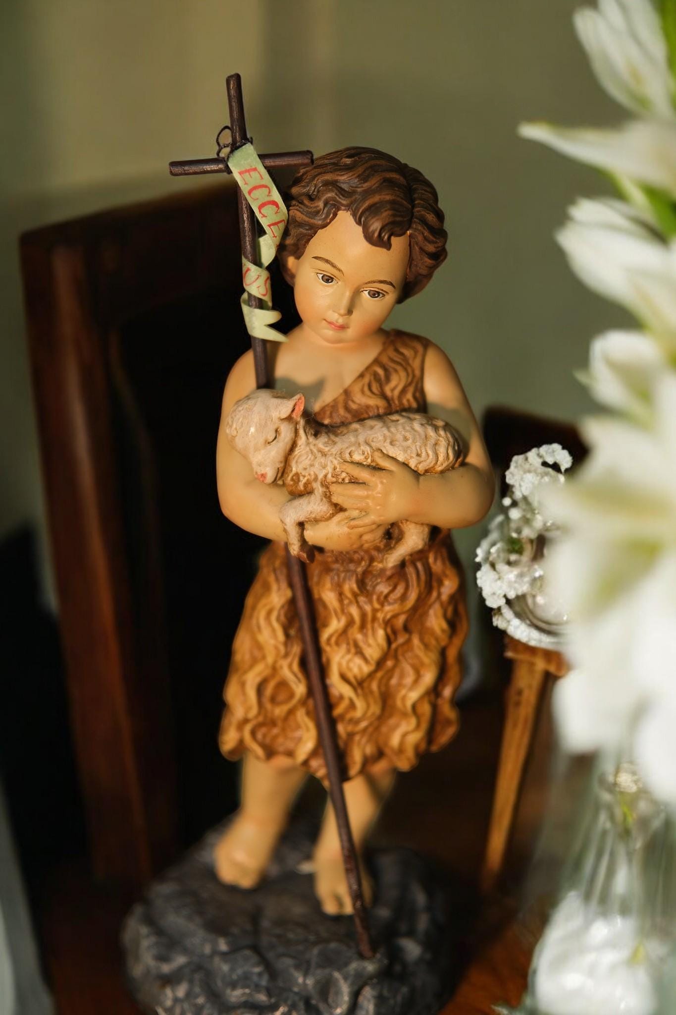 Handmade Saint John the Baptist Statue: Catholic Home Altar Decor (etsy image id: 7356508344)