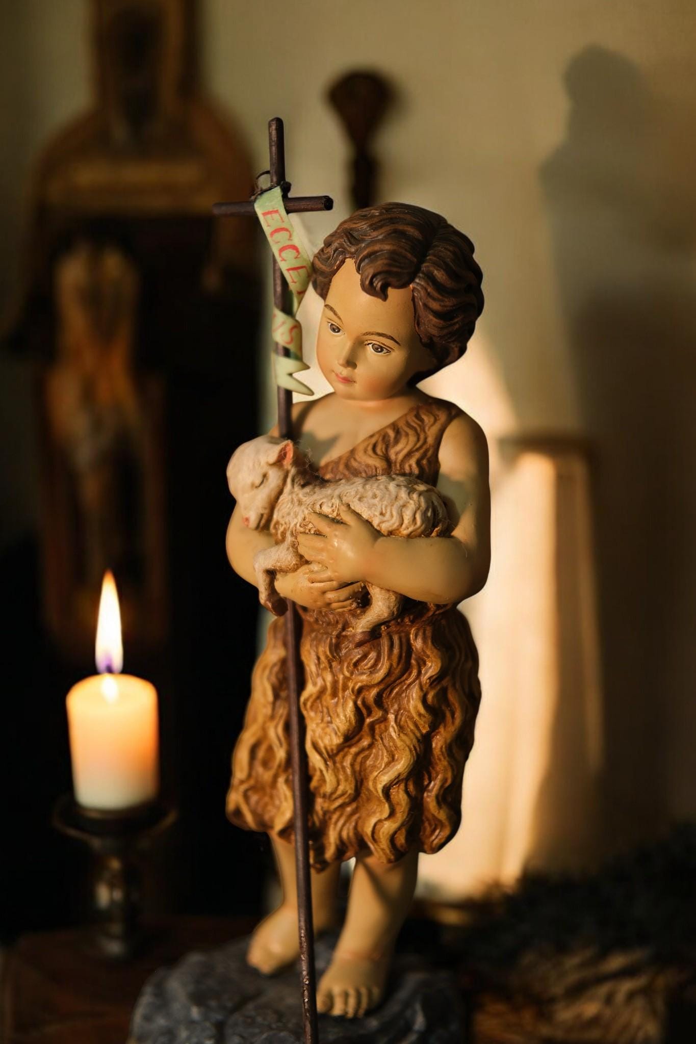 Handmade Saint John the Baptist Statue: Catholic Home Altar Decor (etsy image id: 7356508346)