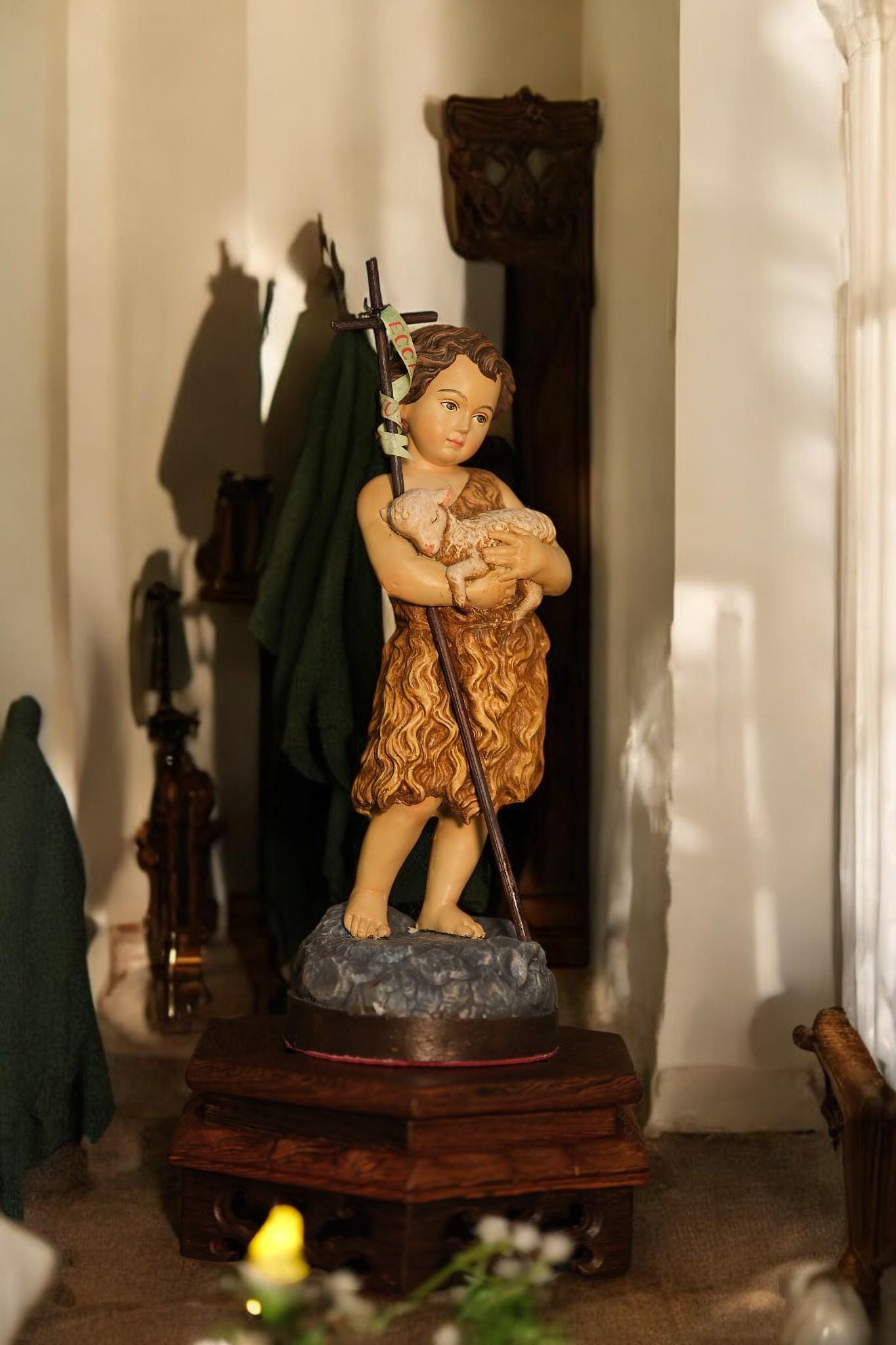 Handmade Saint John the Baptist Statue: Catholic Home Altar Decor (etsy image id: 7356512078)