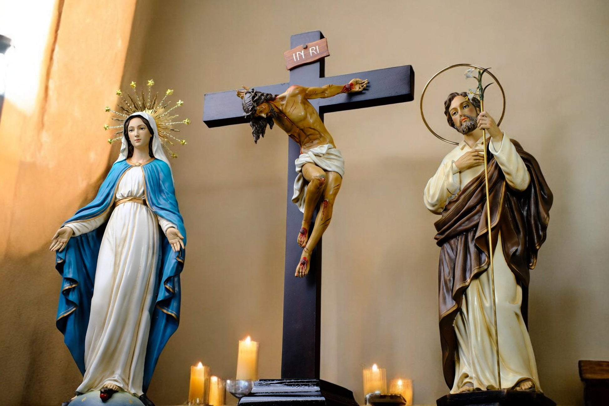 Hand-Painted Our Lady of Grace Statue | Antique Catholic Decor (50 cm) __etsy:7360436798