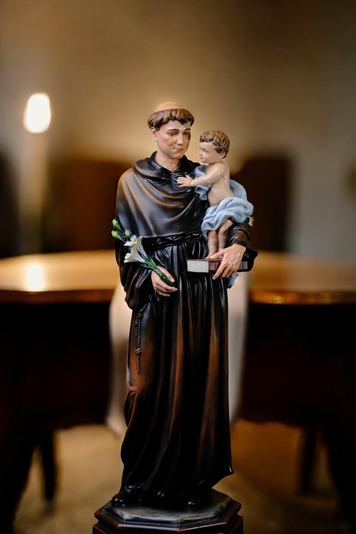 Handmade Saint Anthony of Padua Statue: Catholic Home Altar Decor (etsy image id: 7363580704)