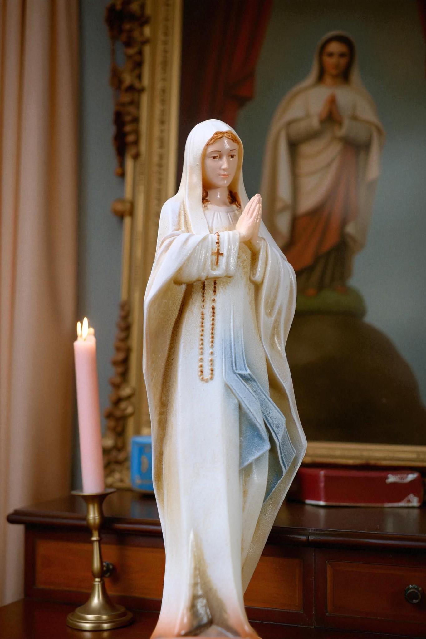 Hand-Painted Virgin Mary Statue (12cm) | Catholic Prayer Decor (etsy image id: 7363644286)