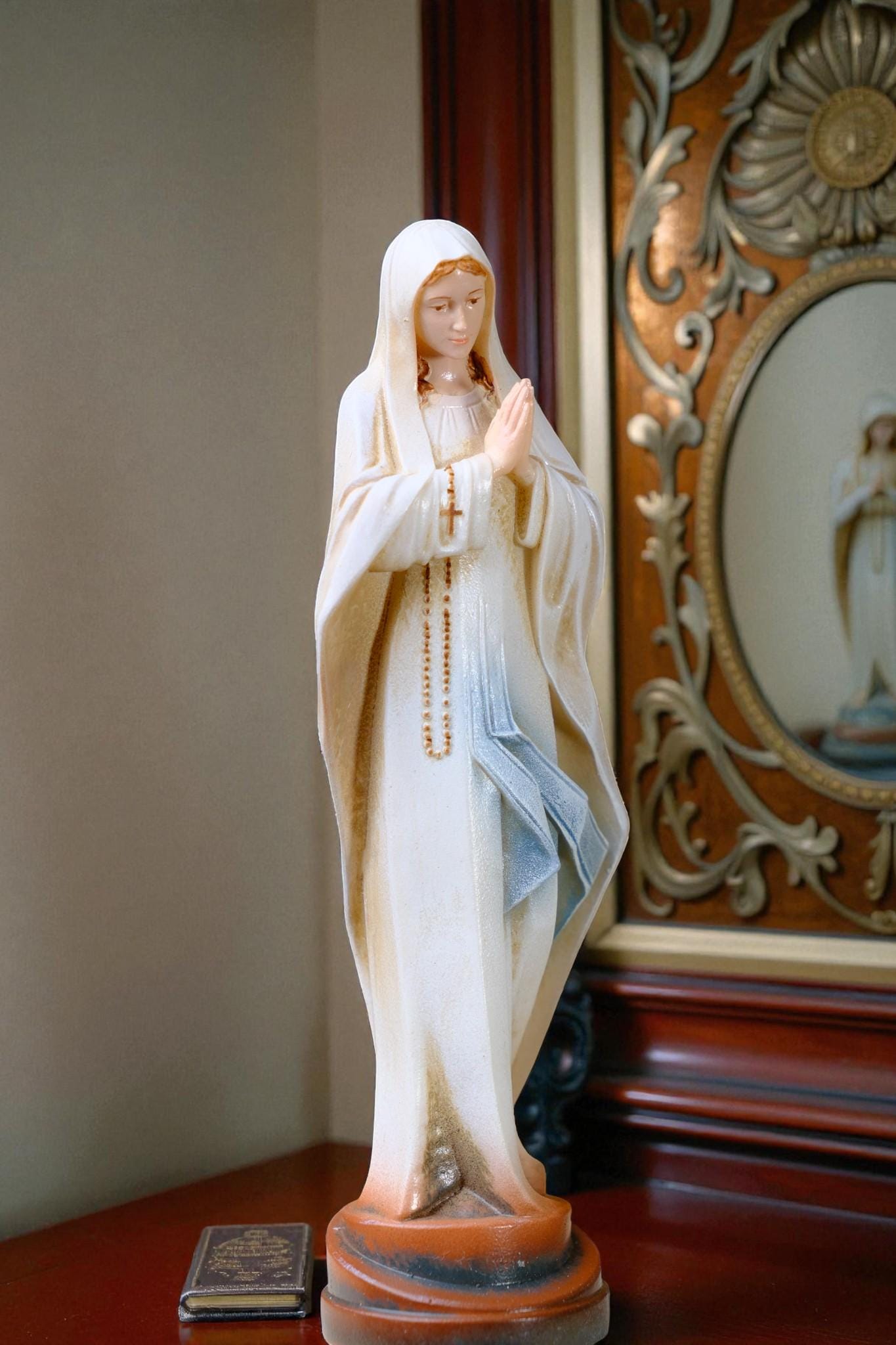 Hand-Painted Virgin Mary Statue (12cm) | Catholic Prayer Decor (etsy image id: 7363644320)