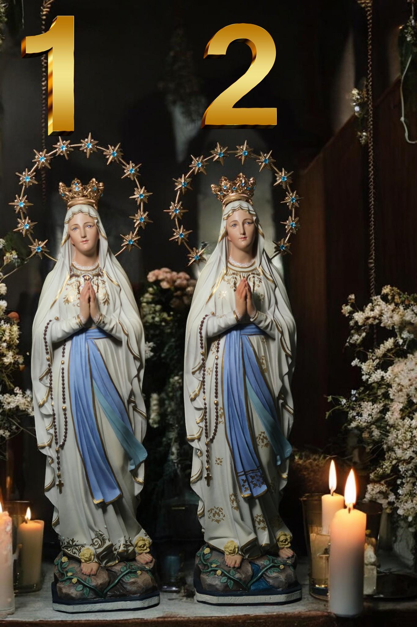 Hand-Painted Our Lady of Lourdes Statue: Antique Finish, Home Altar Decor (etsy image id: 7376625469)