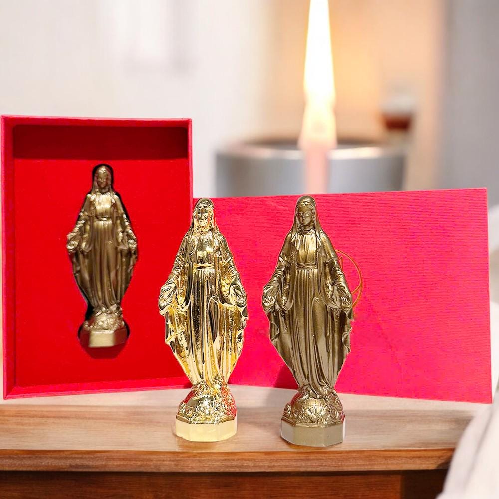 Our Lady of Grace Mini Statue | Hand-Finished Antique Gold Decor (10cm) (etsy image id: 7378205744)