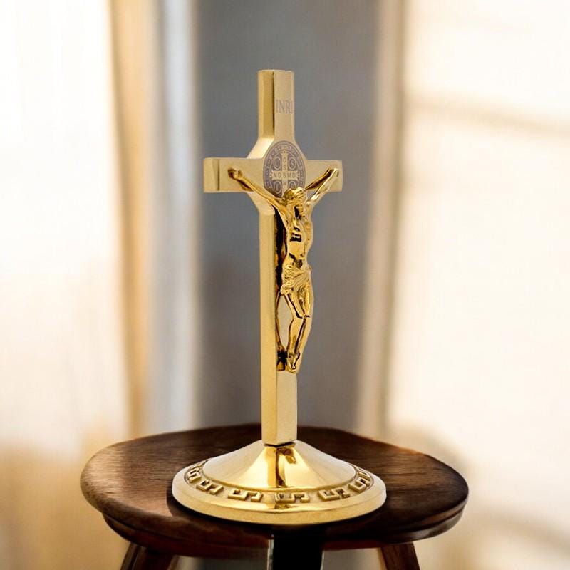 St Benedict Medal Crucifix | Catholic Home Altar Desk Decor (12cm) (etsy image id: 7378440382)