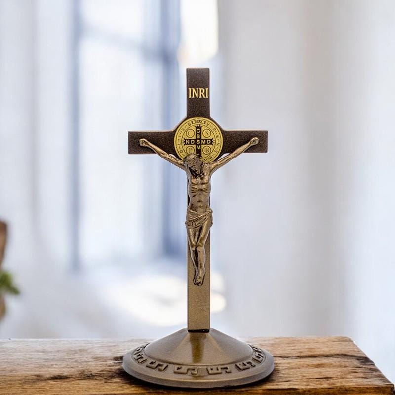 St Benedict Medal Crucifix | Catholic Home Altar Desk Decor (12cm) (etsy image id: 7378440572)