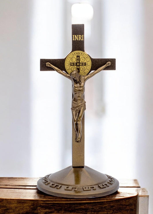 St Benedict Medal Crucifix | Catholic Home Altar Desk Decor (12cm) (etsy image id: 7378440580)