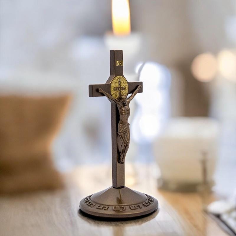 St Benedict Medal Crucifix | Catholic Home Altar Desk Decor (12cm) (etsy image id: 7378440584)