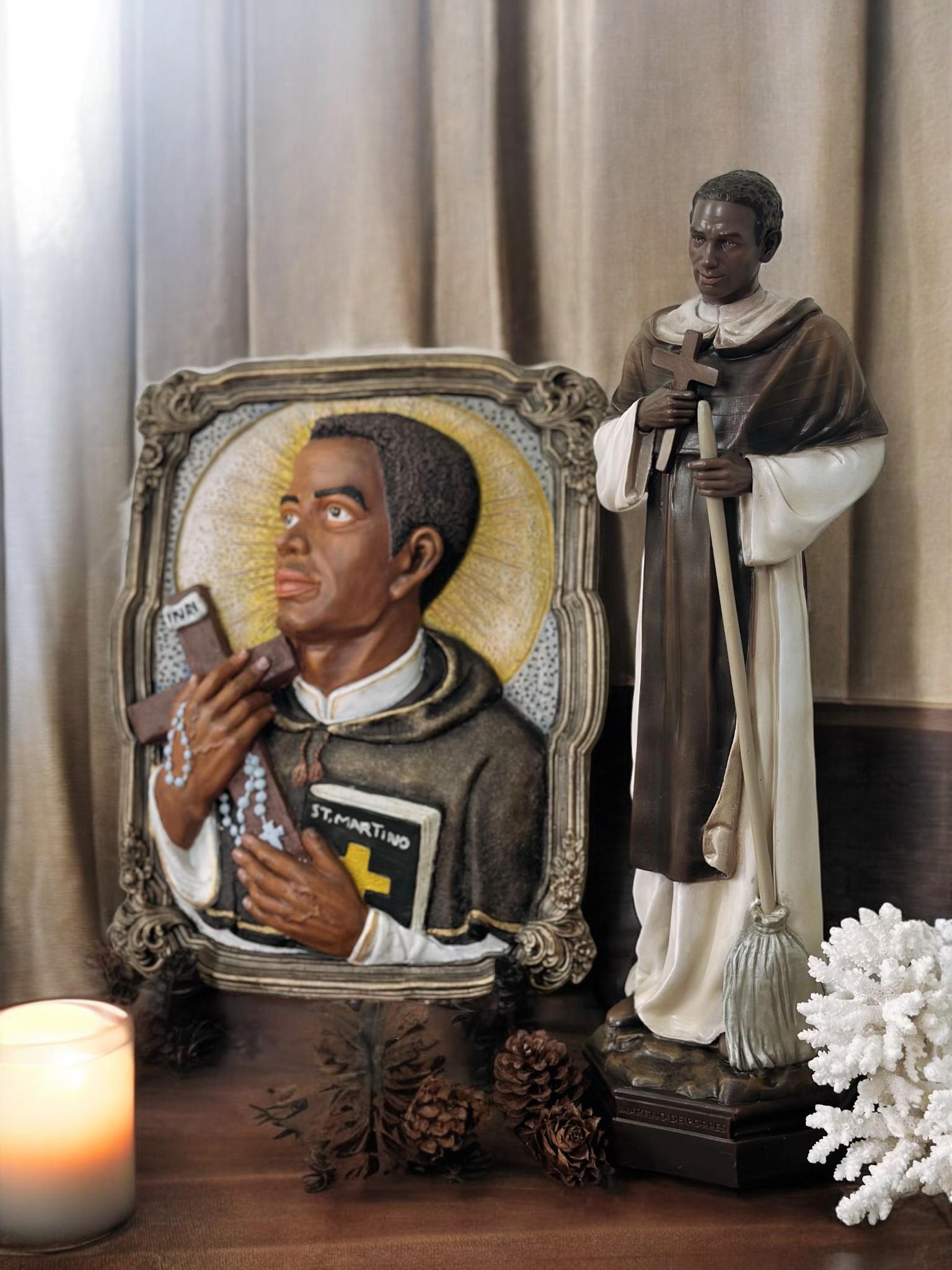 Saint Martin de Porres Statue | Hand-Painted Antique Finish, 42cm (etsy image id: 7400394567)
