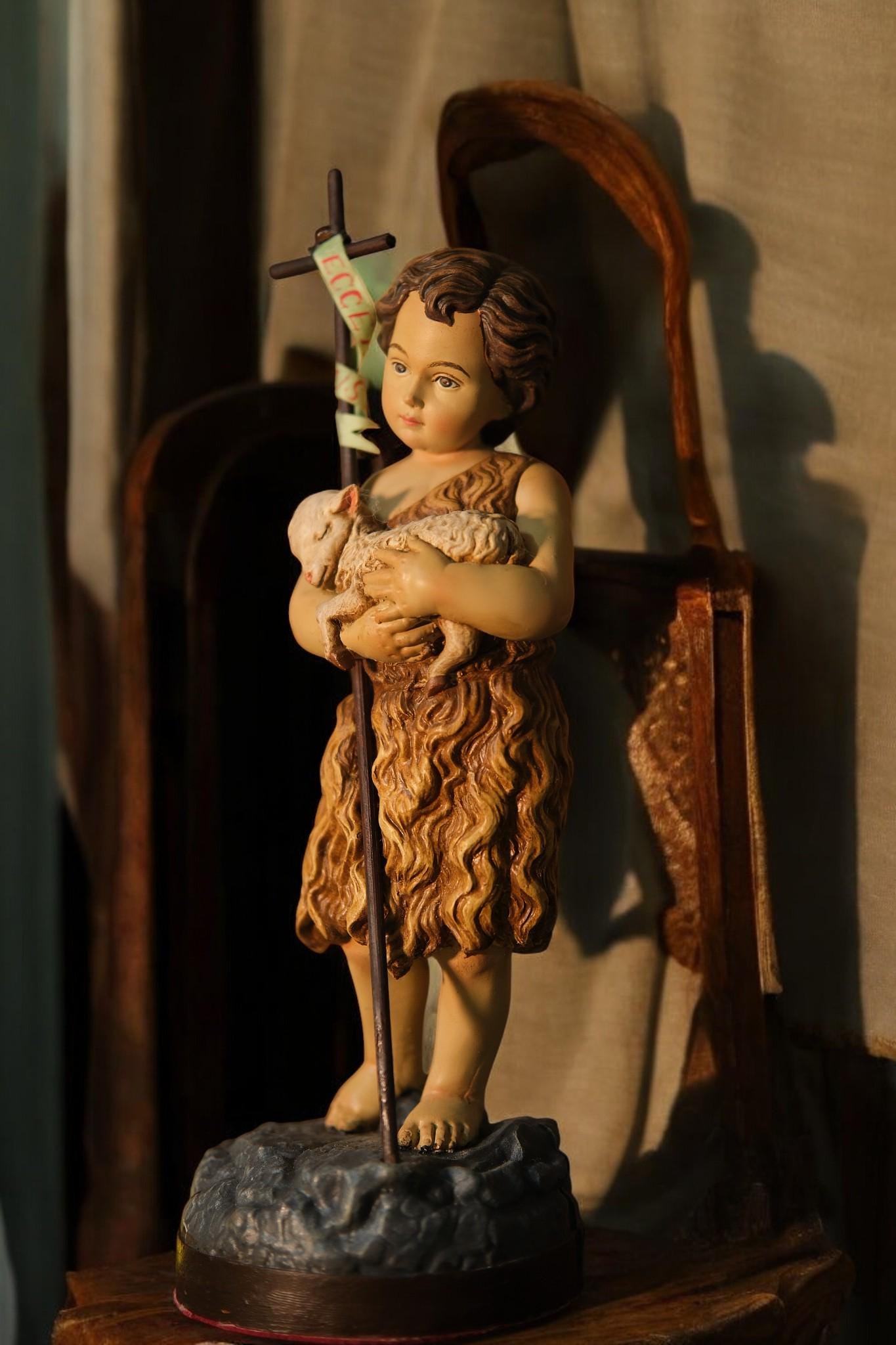 Handmade Saint John the Baptist Statue: Catholic Home Altar Decor (etsy image id: 7404427247)