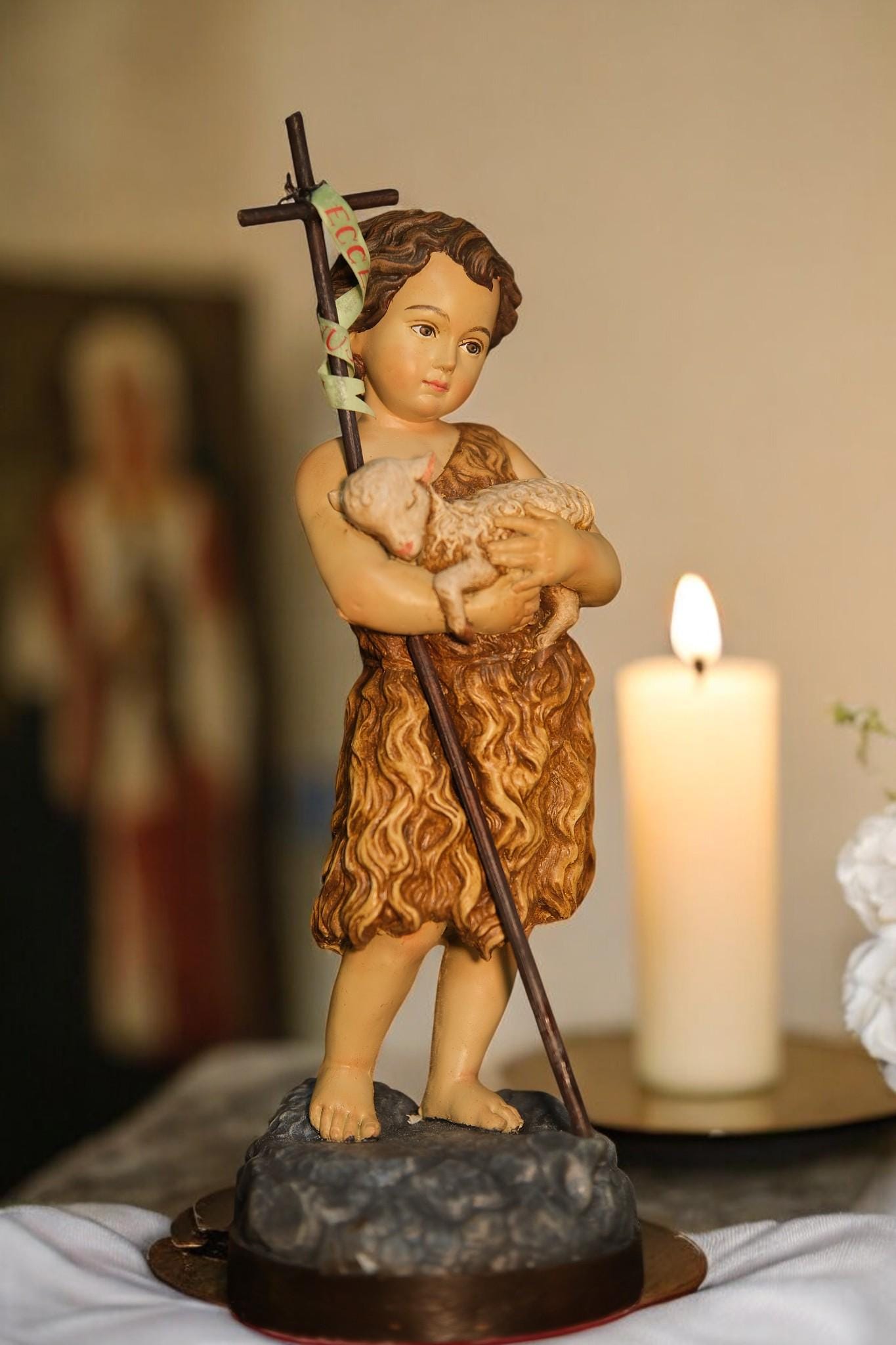 Handmade Saint John the Baptist Statue: Catholic Home Altar Decor (etsy image id: 7404427249)