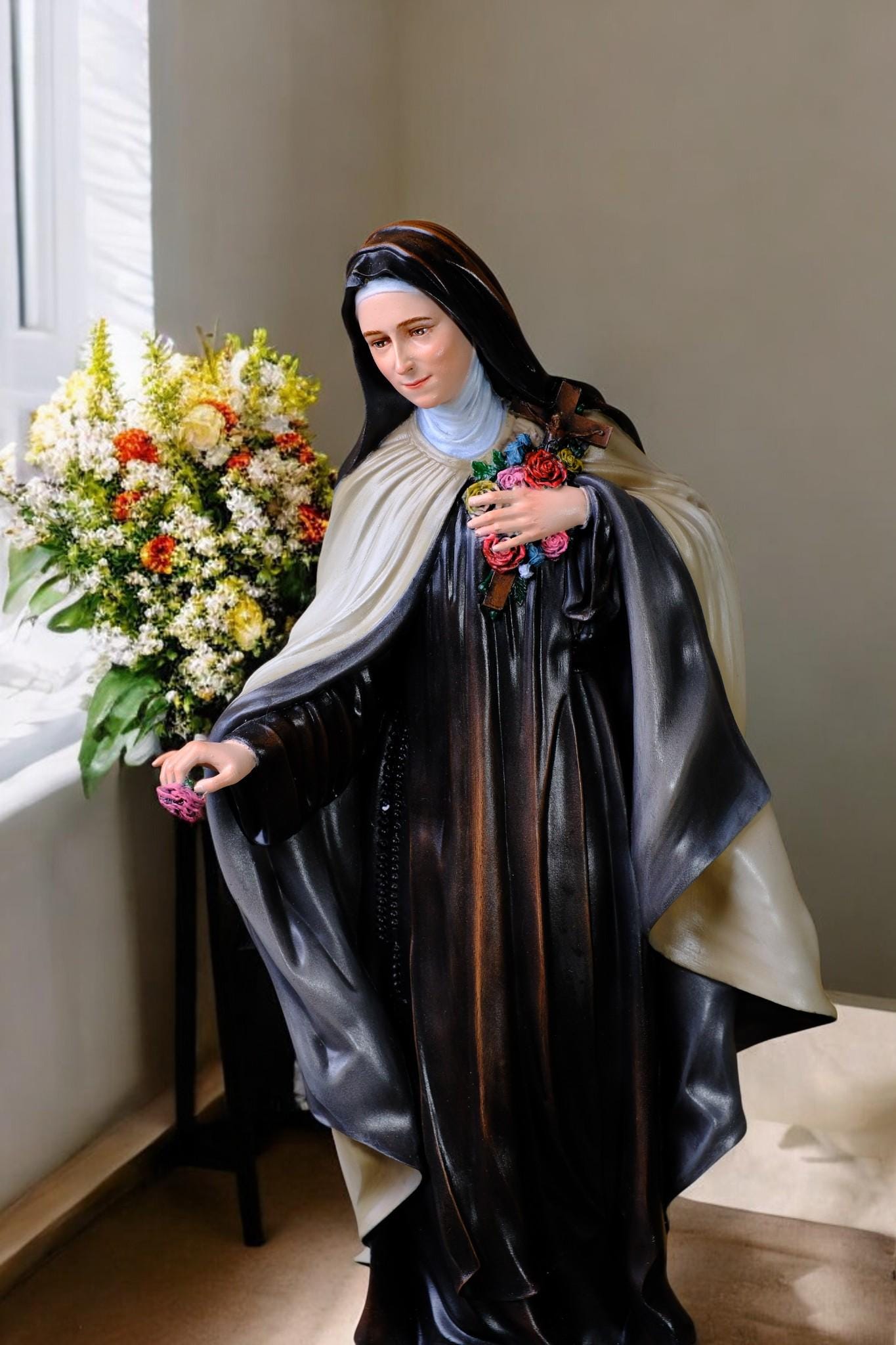 Handmade Saint Teresa Statue 42cm | Hand-Painted Catholic Figurine __etsy:7405398136