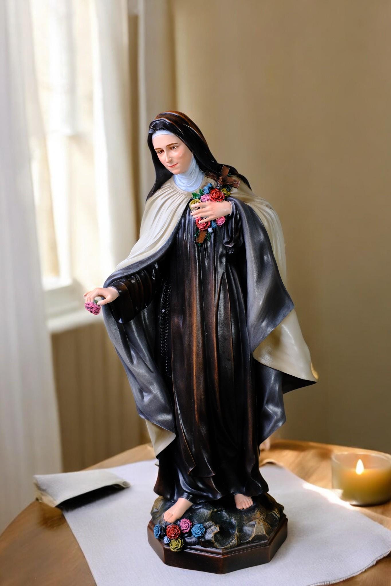 Handmade Saint Teresa Statue 42cm | Hand-Painted Catholic Figurine __etsy:7405398146