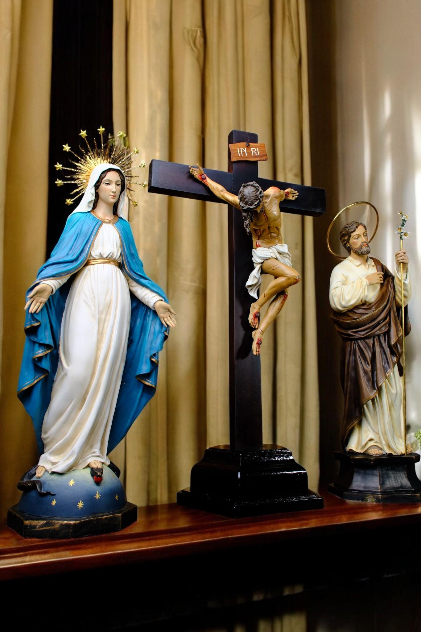 Hand-Painted Saint Joseph Statue with Lily | Catholic Home Decor (50 cm) __etsy:7407400769