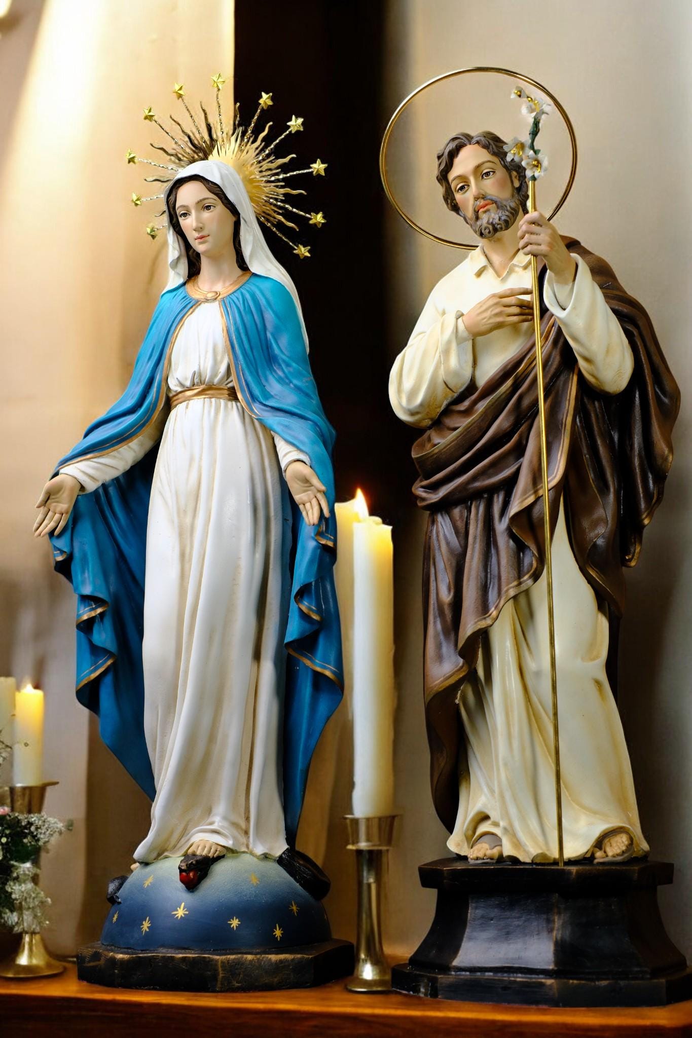Hand-Painted Our Lady of Grace Statue | Antique Catholic Decor (50 cm) __etsy:7408354571
