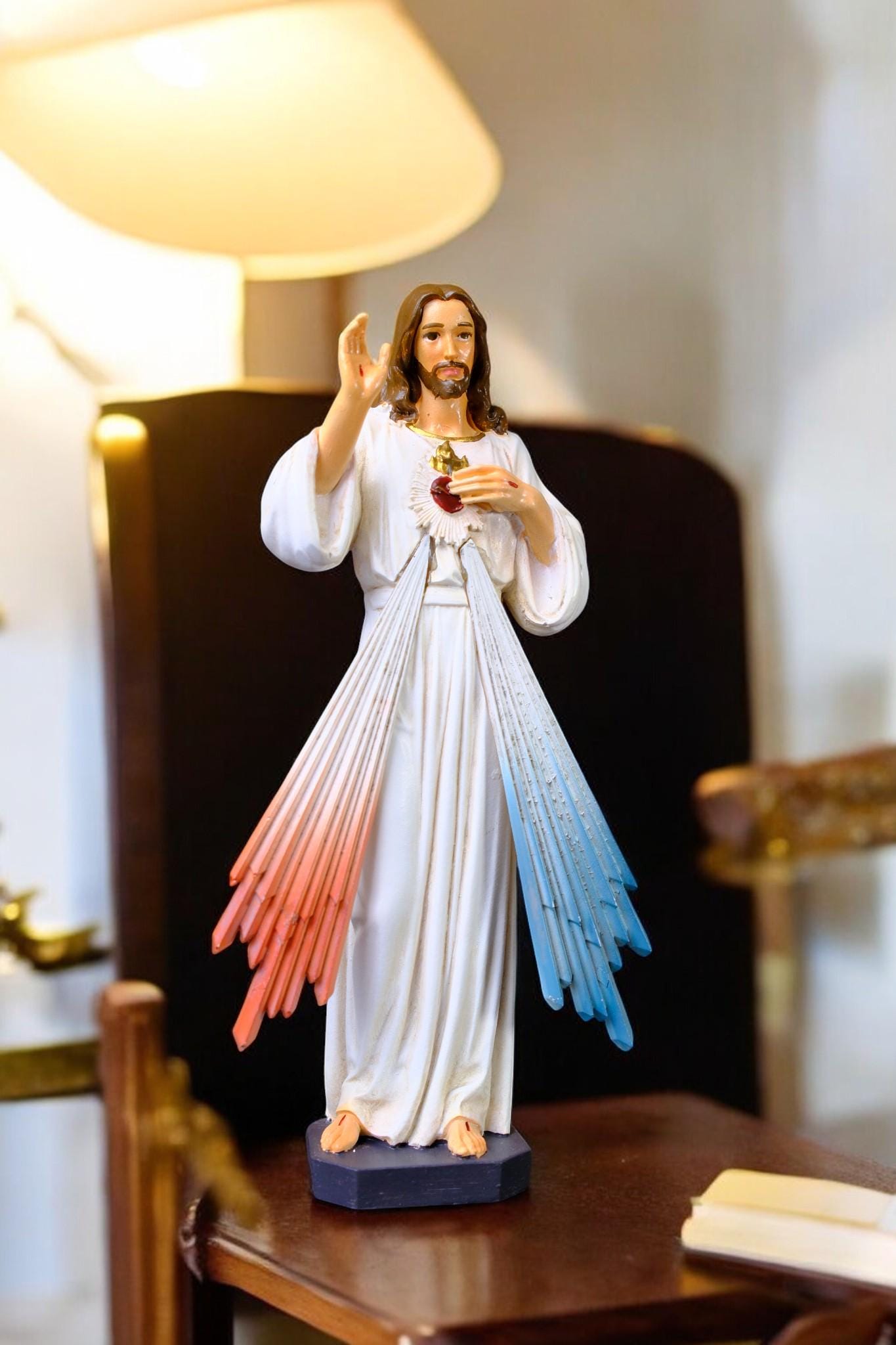 Hand-Painted Divine Mercy Jesus Statue (15cm) | Handmade Catholic Figurine (etsy image id: 7409471020)