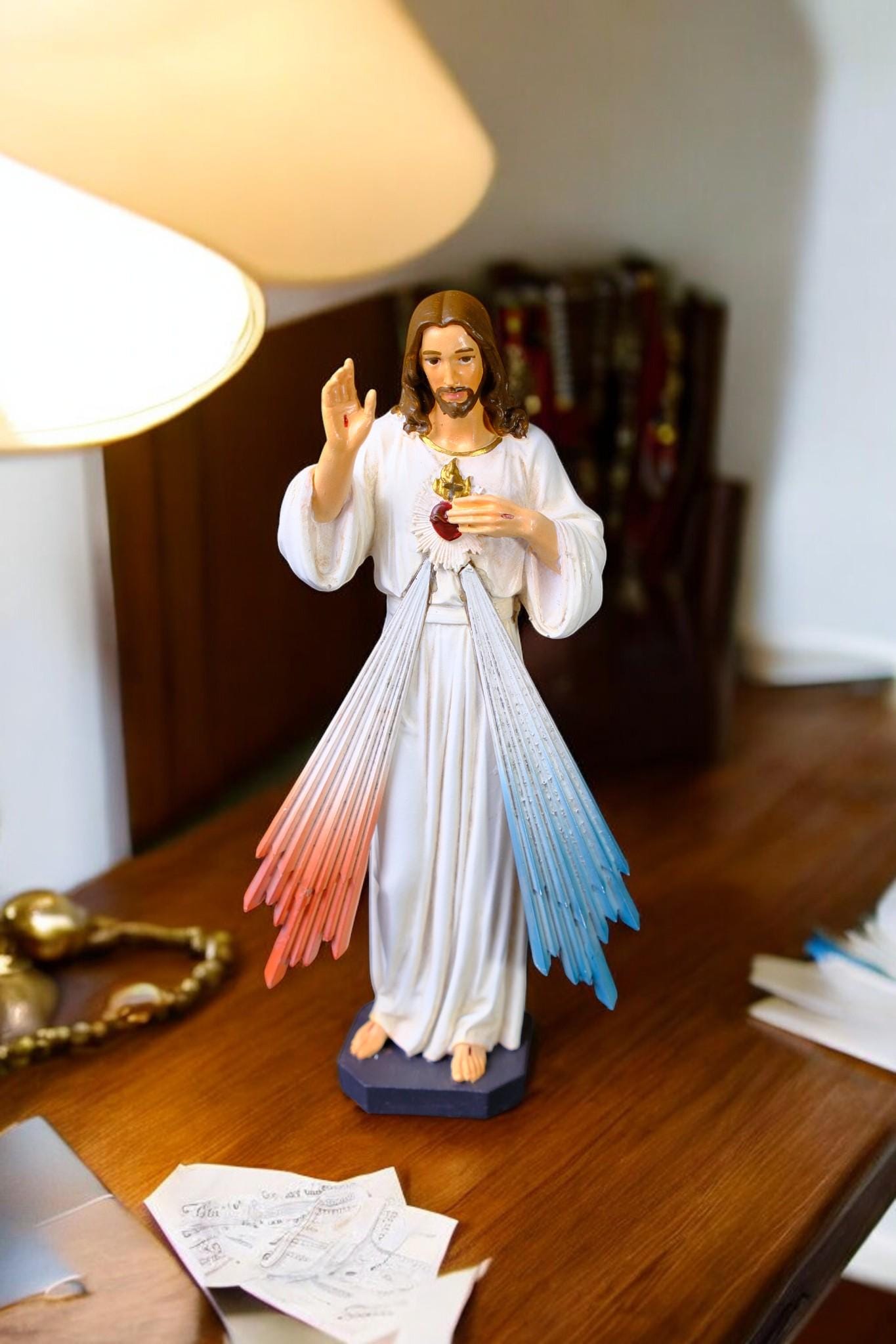Hand-Painted Divine Mercy Jesus Statue (15cm) | Handmade Catholic Figurine (etsy image id: 7409471022)