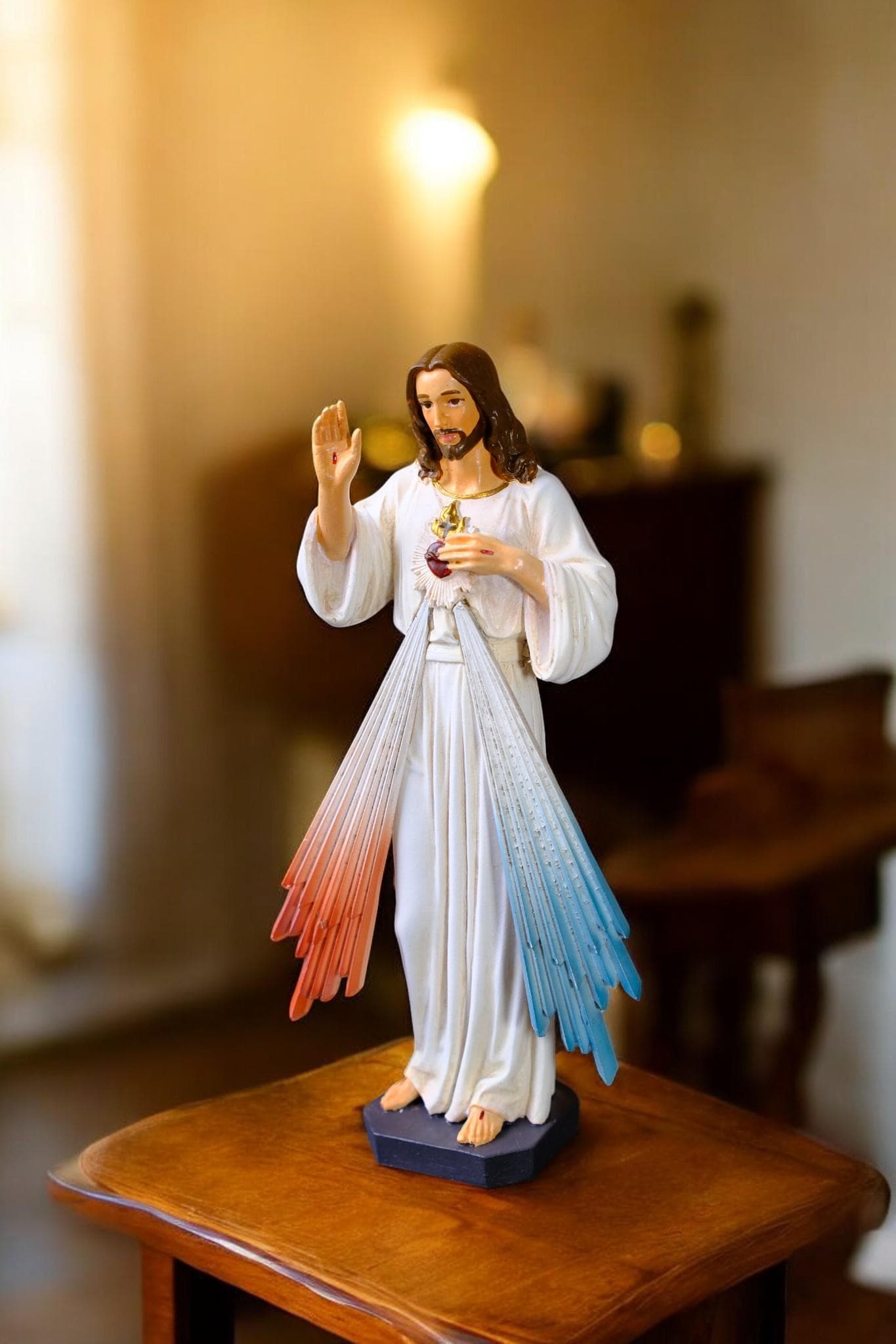 Hand-Painted Divine Mercy Jesus Statue (15cm) | Handmade Catholic Figurine (etsy image id: 7409471038)