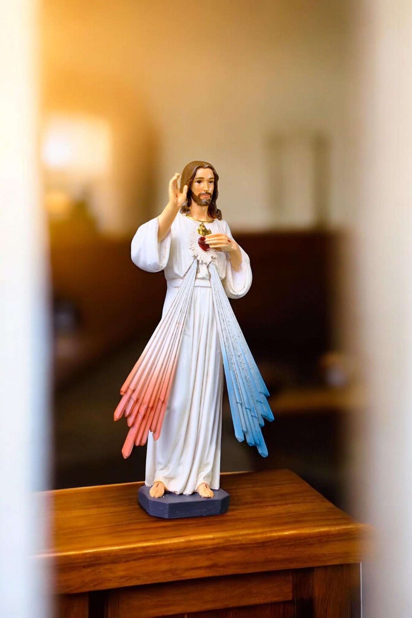 Hand-Painted Divine Mercy Jesus Statue (15cm) | Handmade Catholic Figurine (etsy image id: 7409471042)