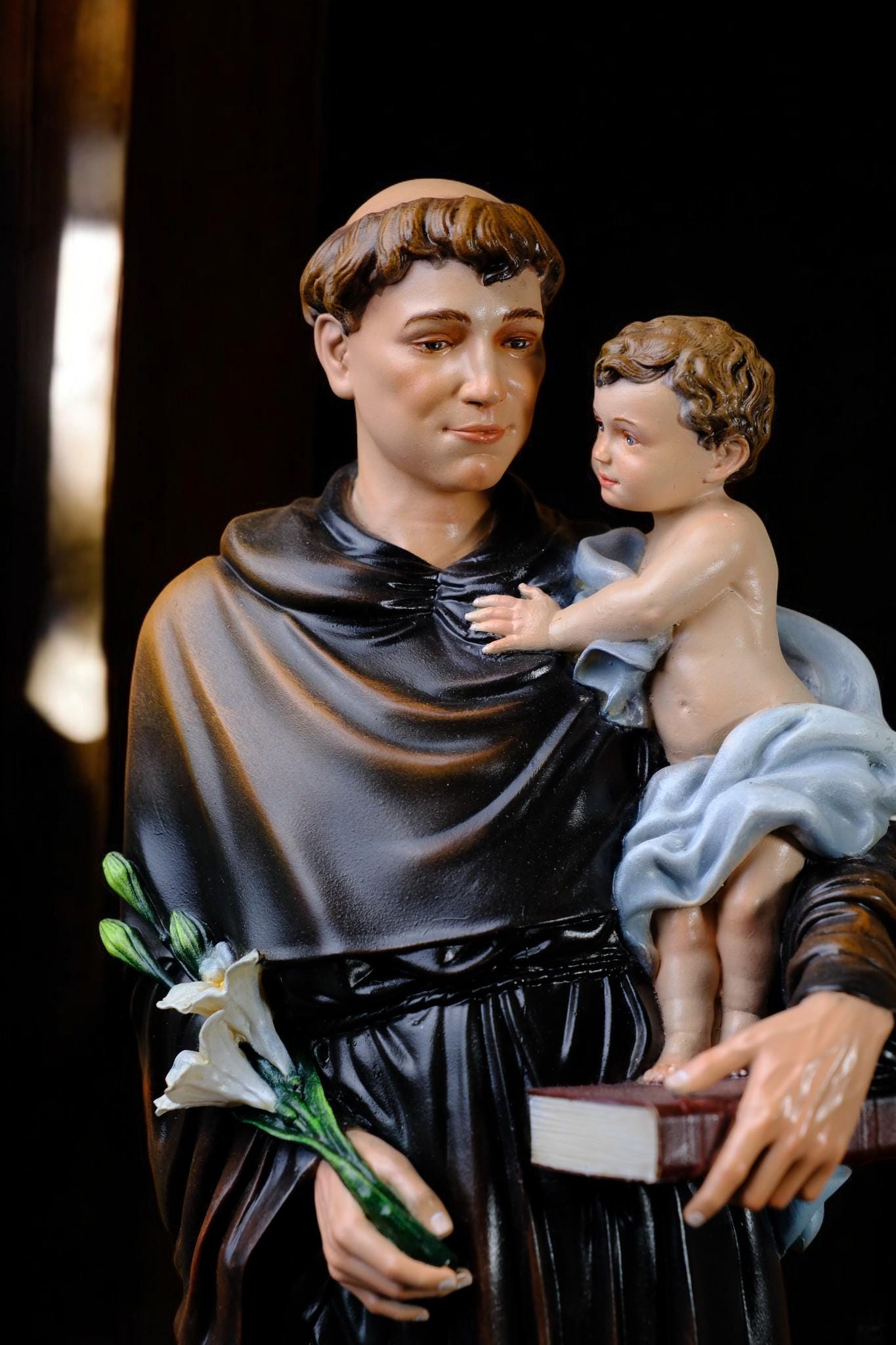 Handmade Saint Anthony of Padua Statue: Catholic Home Altar Decor (etsy image id: 7411500421)