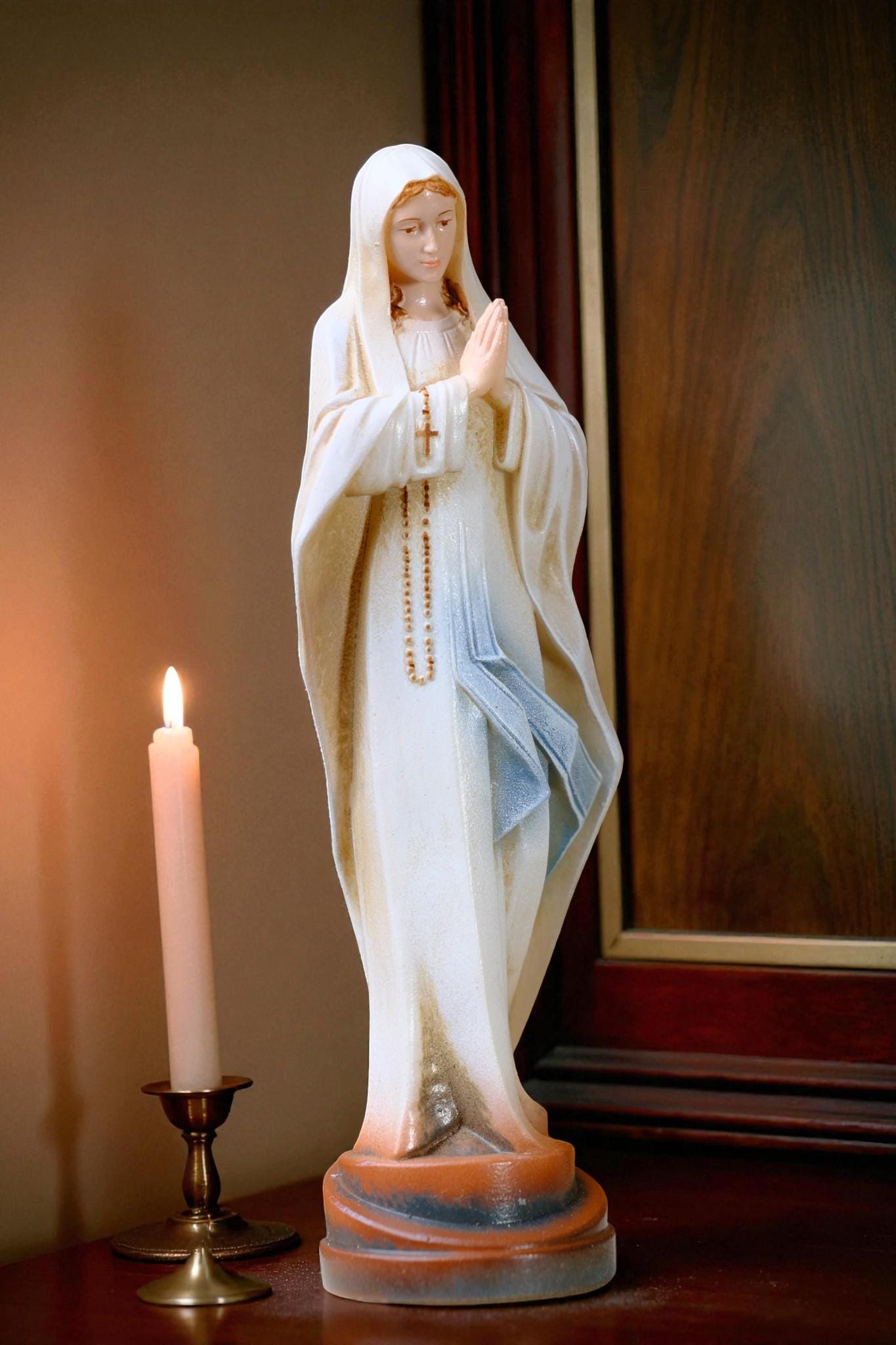 Hand-Painted Virgin Mary Statue (12cm) | Catholic Prayer Decor (etsy image id: 7411563877)