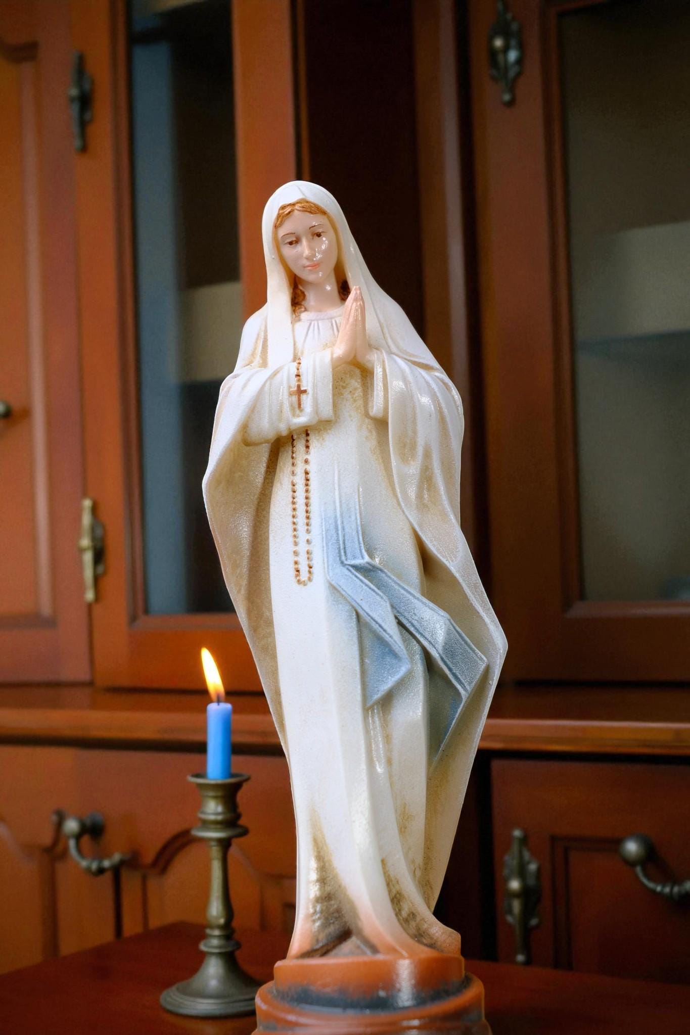 Hand-Painted Virgin Mary Statue (12cm) | Catholic Prayer Decor (etsy image id: 7411563891)