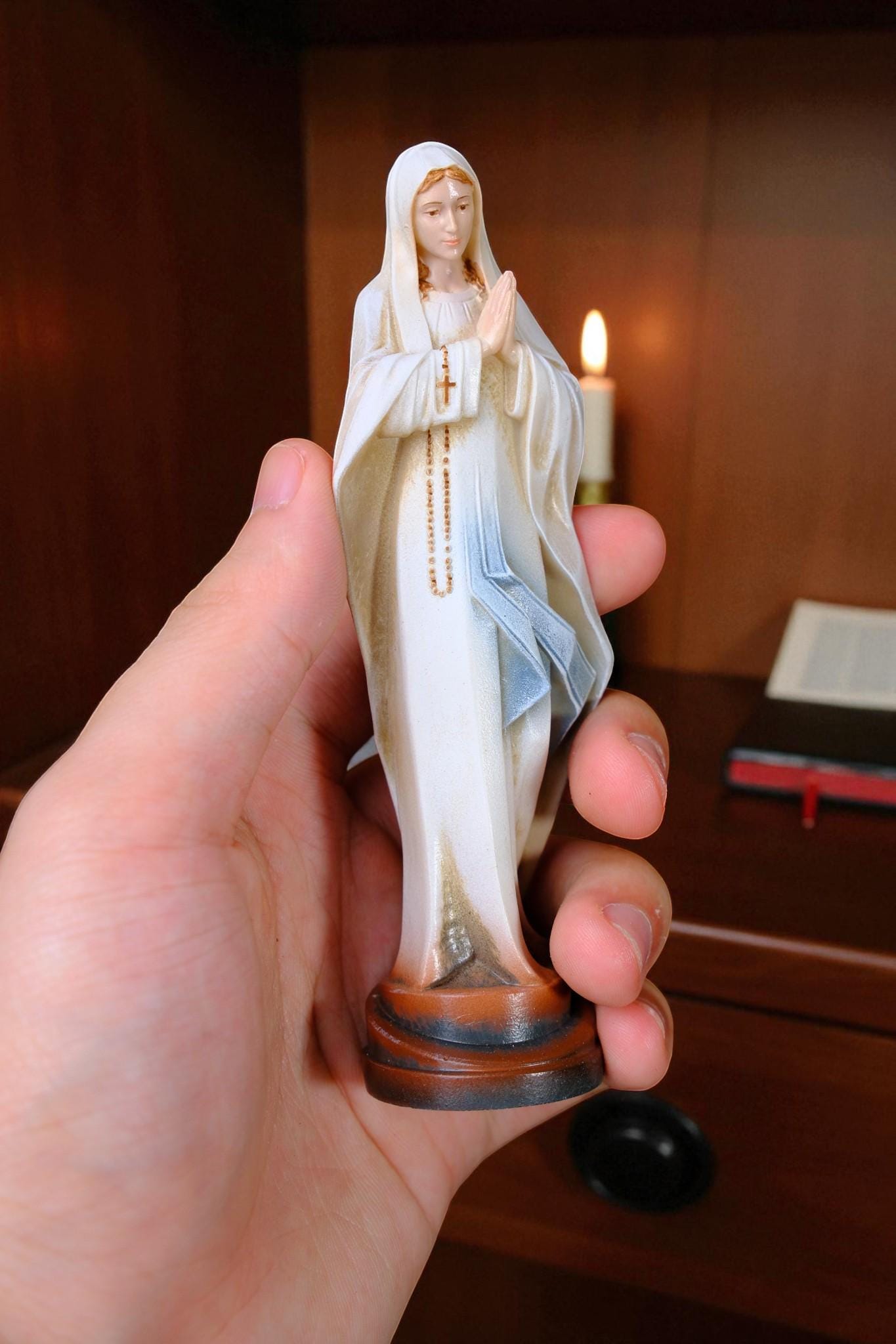 Hand-Painted Virgin Mary Statue (12cm) | Catholic Prayer Decor (etsy image id: 7411563901)