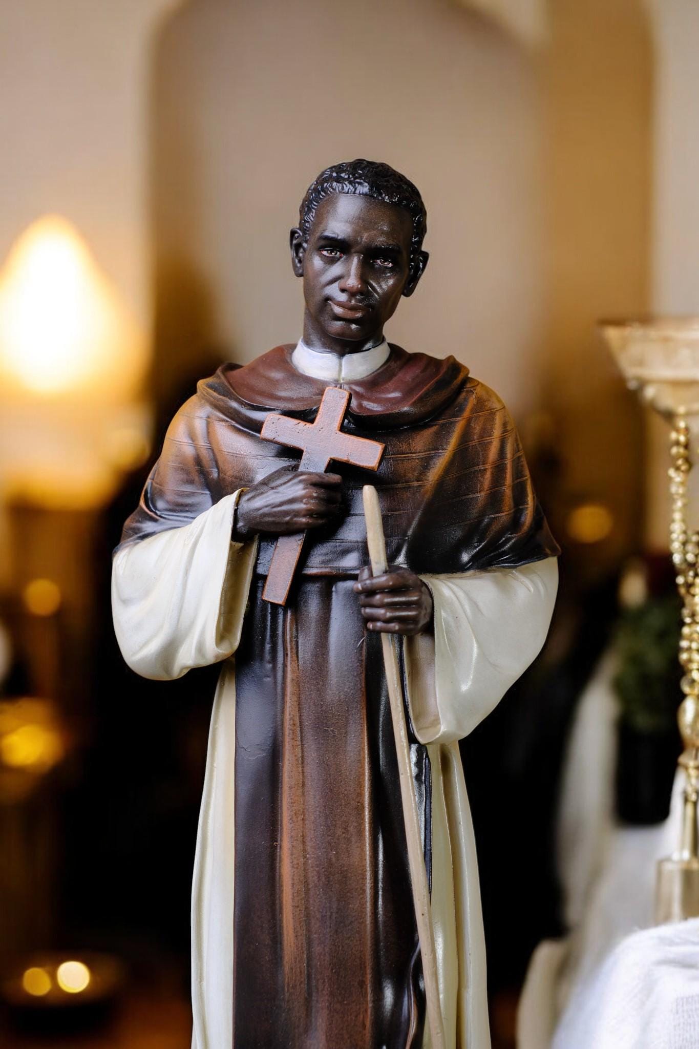Saint Martin de Porres Statue | Hand-Painted Antique Finish, 42cm (etsy image id: 7413606450)