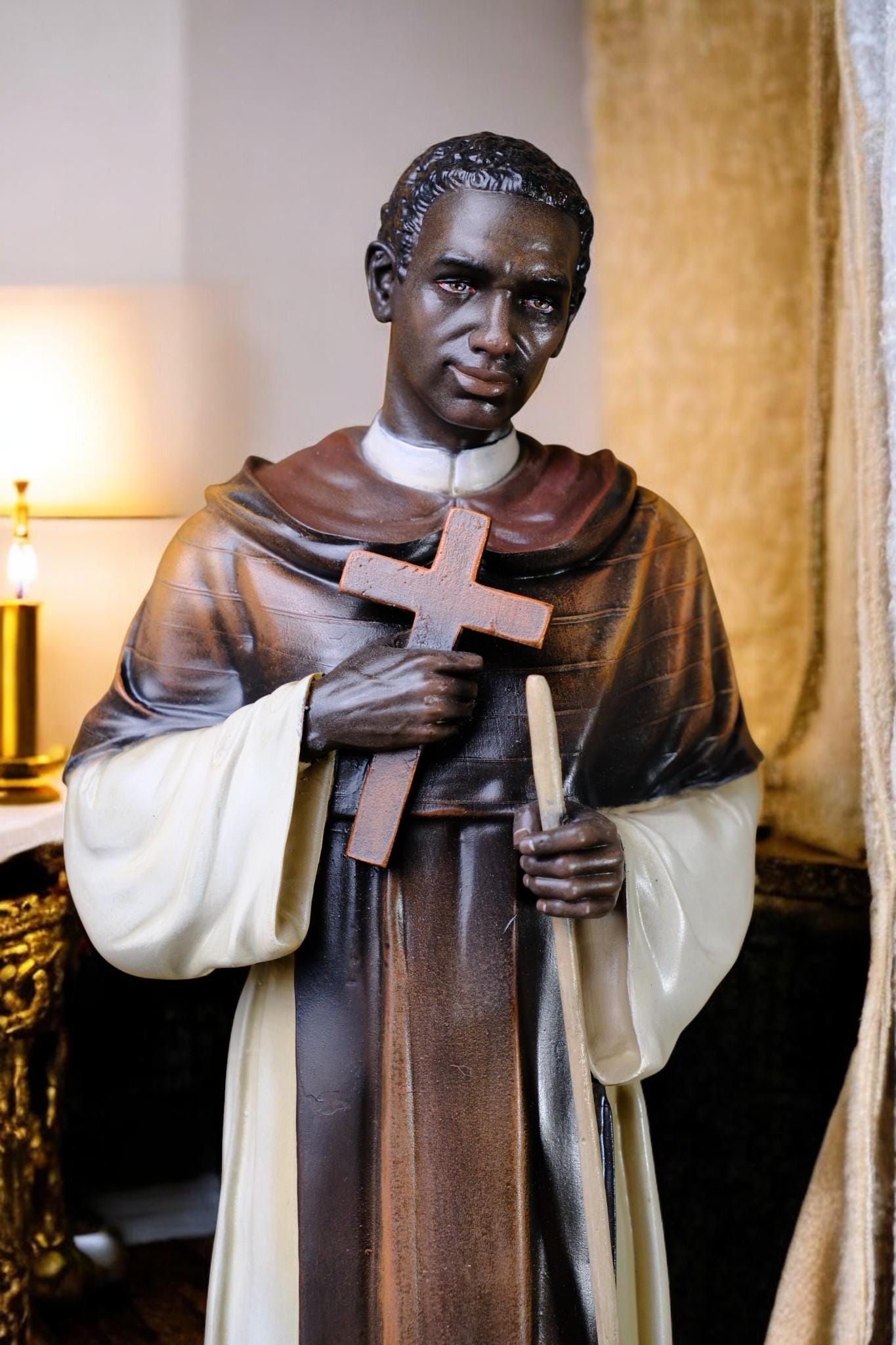 Saint Martin de Porres Statue | Hand-Painted Antique Finish, 42cm (etsy image id: 7413608194)