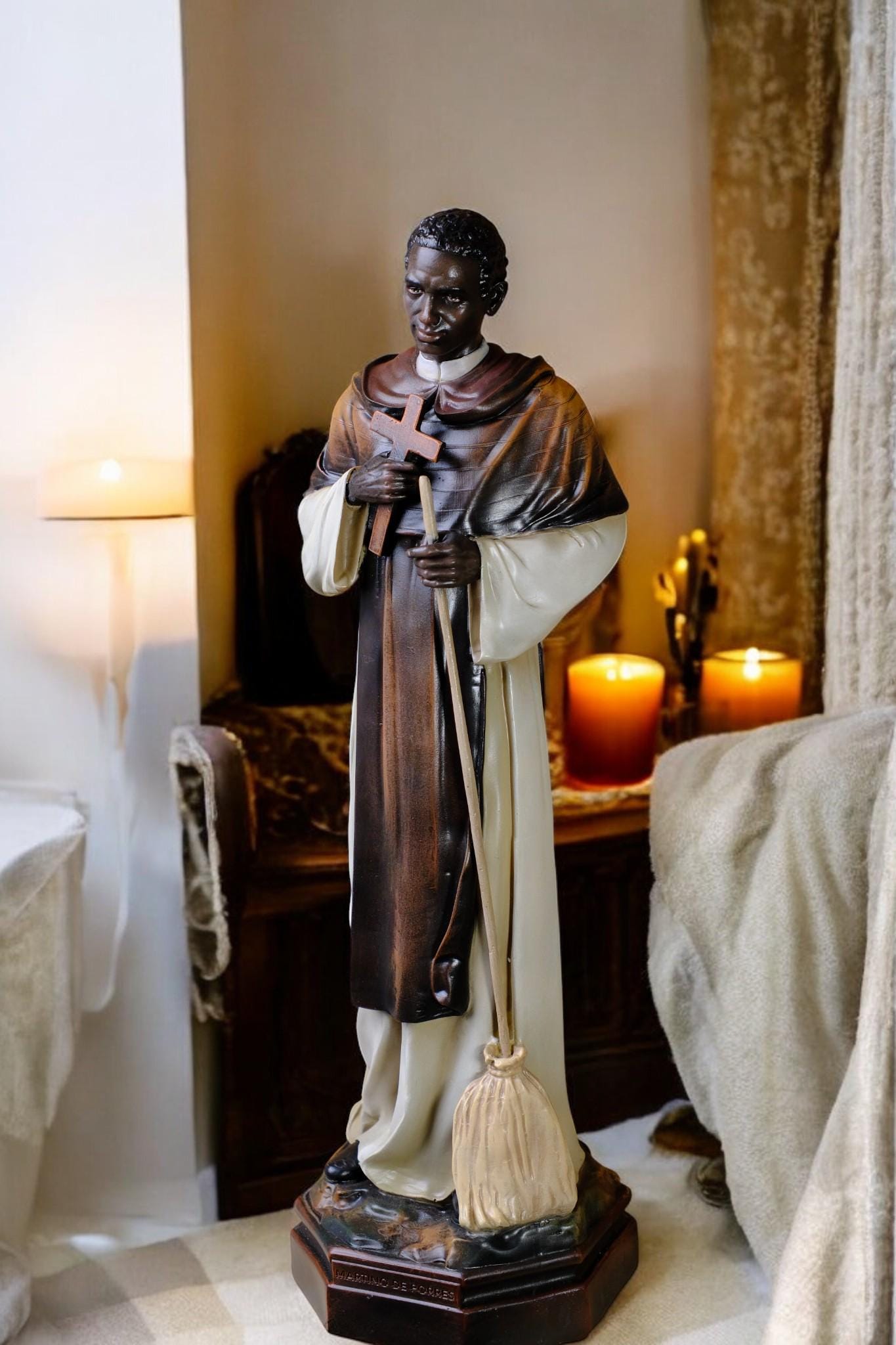 Saint Martin de Porres Statue | Hand-Painted Antique Finish, 42cm (etsy image id: 7413608198)