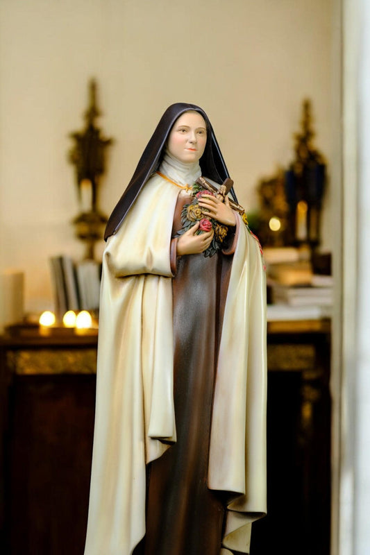 Hand-Painted Saint Teresa Statue: Catholic Home Altar Figurine