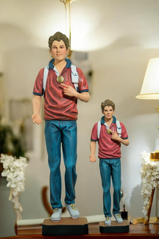 Handmade Carlo Acutis Statue: Catholic Figurine, Home Altar Decor