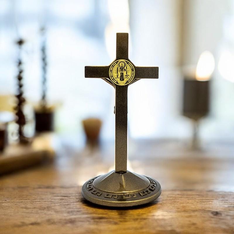 St Benedict Medal Crucifix | Catholic Home Altar Desk Decor (12cm) (etsy image id: 7426363493)