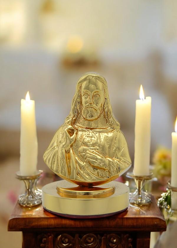 Sacred Heart of Jesus Mini Bust | Hand-Finished Gold Look Figurine (etsy image id: 7426413393)