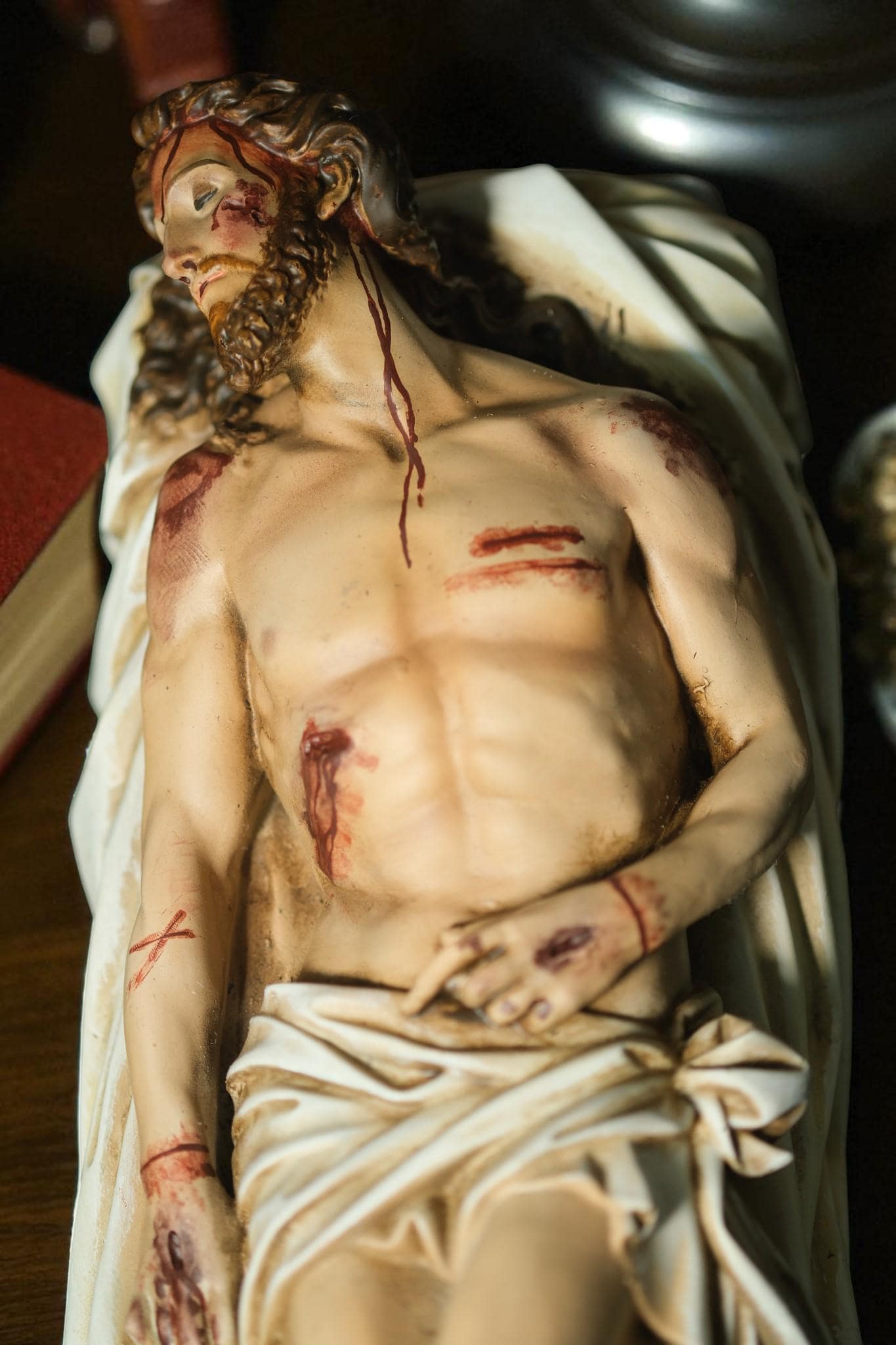 Handcrafted Jesus Entombment Statue: Antique-Style Catholic Figurine (etsy image id: 7435139625)