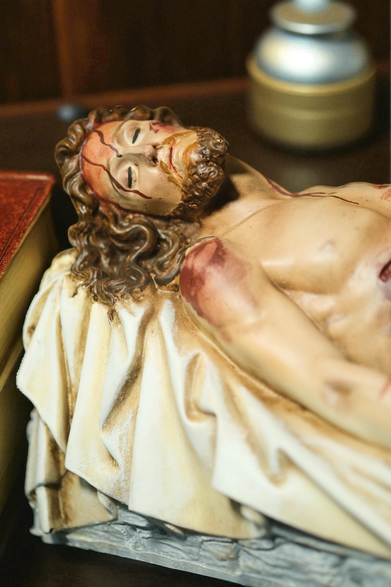 Handcrafted Jesus Entombment Statue: Antique-Style Catholic Figurine (etsy image id: 7435139647)