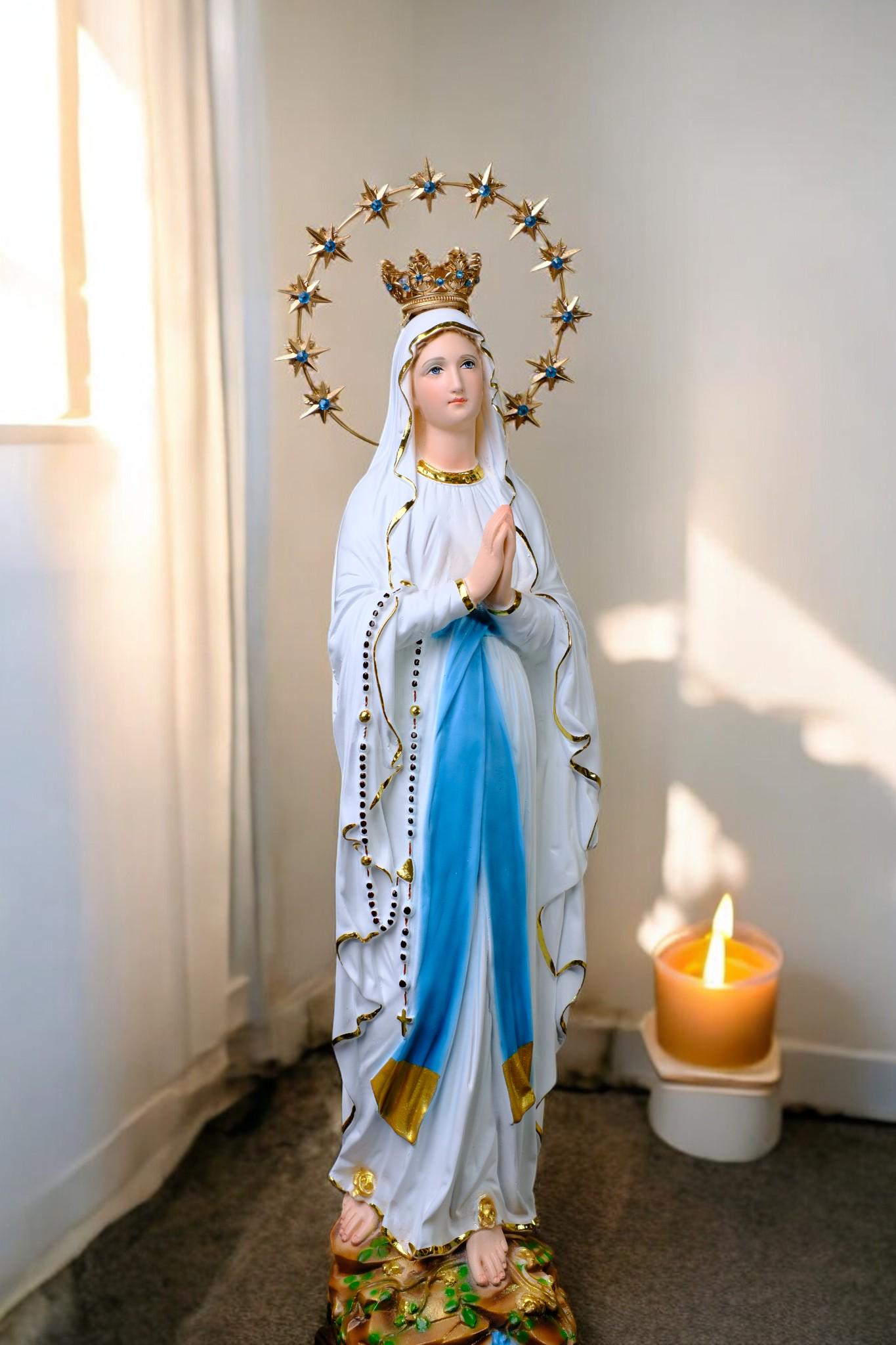 Handmade Our Lady of Lourdes Statue | Catholic Marian Art (48cm) __etsy:7436719208