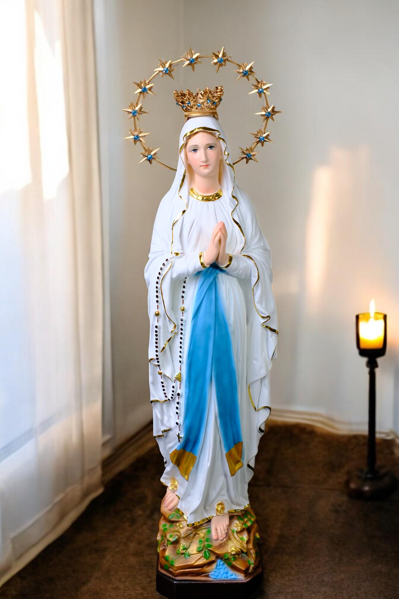 Handmade Our Lady of Lourdes Statue | Catholic Marian Art (48cm) __etsy:7436719218