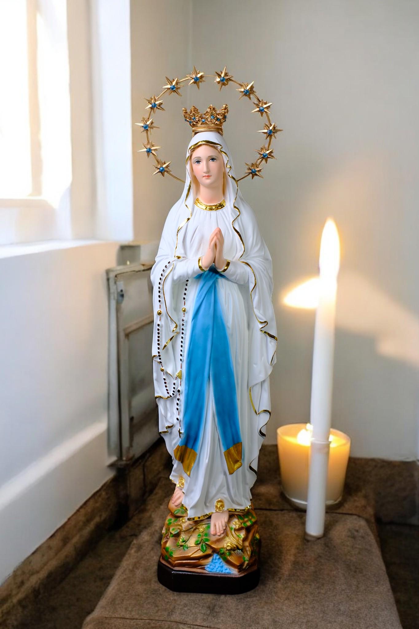 Handmade Our Lady of Lourdes Statue | Catholic Marian Art (48cm) __etsy:7436719220