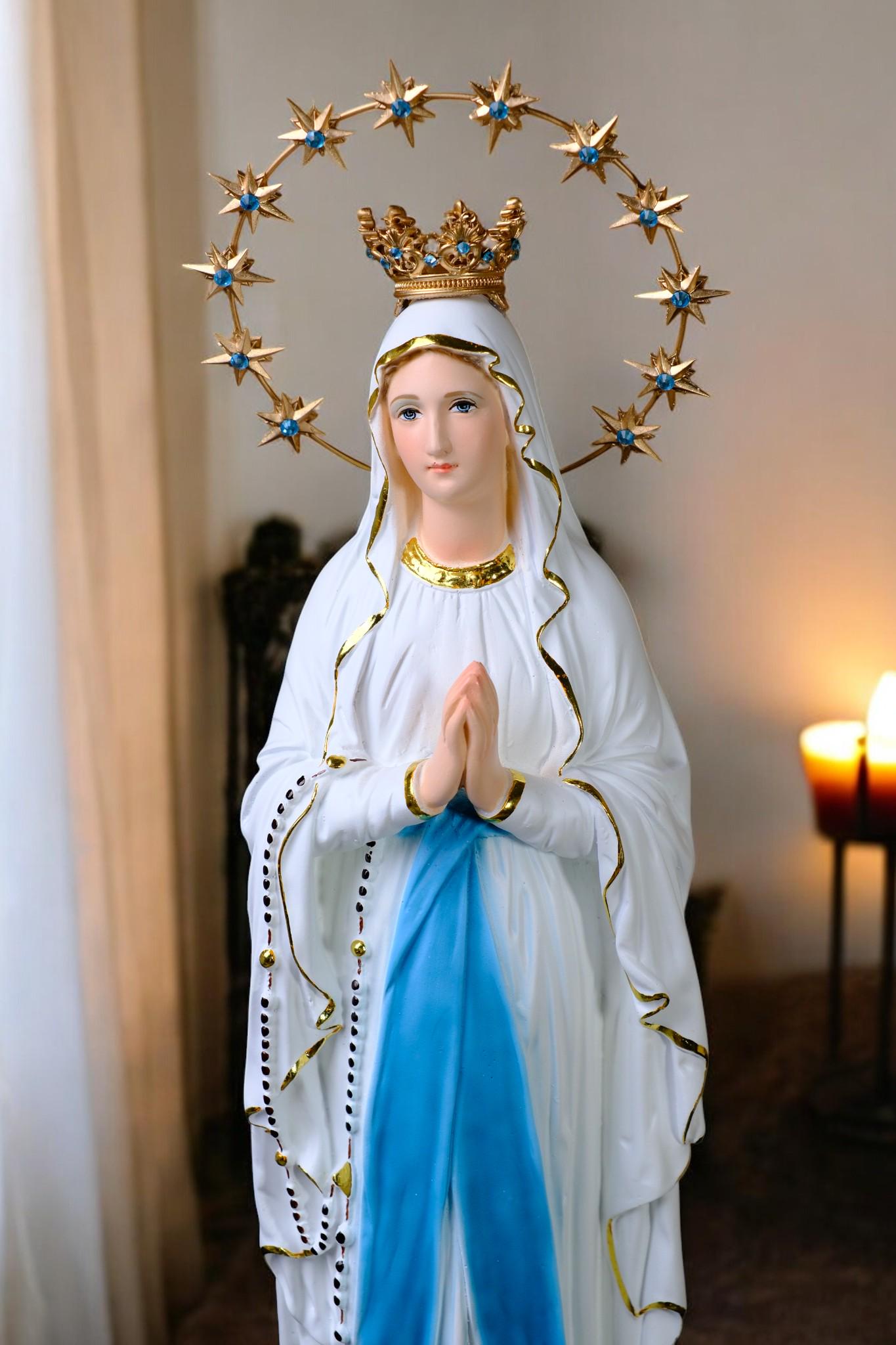 Handmade Our Lady of Lourdes Statue | Catholic Marian Art (48cm) __etsy:7436719222