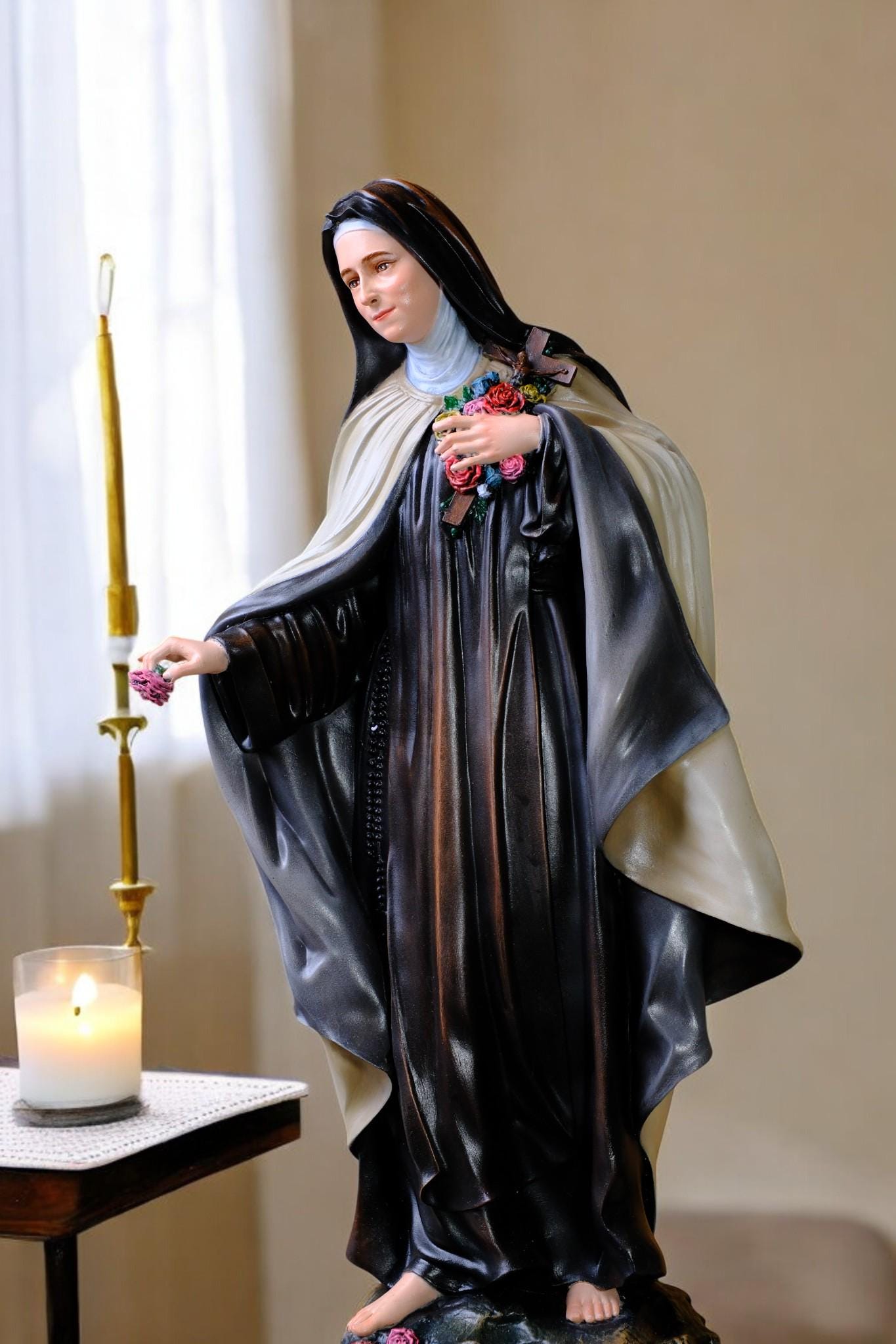 Handmade Saint Teresa Statue 42cm | Hand-Painted Catholic Figurine __etsy:7453315777