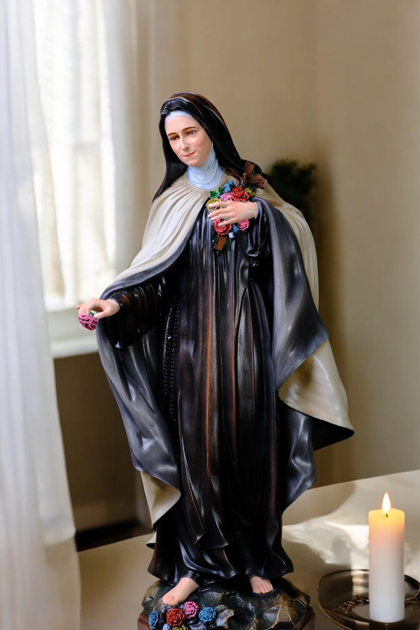 Handmade Saint Teresa Statue 42cm | Hand-Painted Catholic Figurine __etsy:7453315785