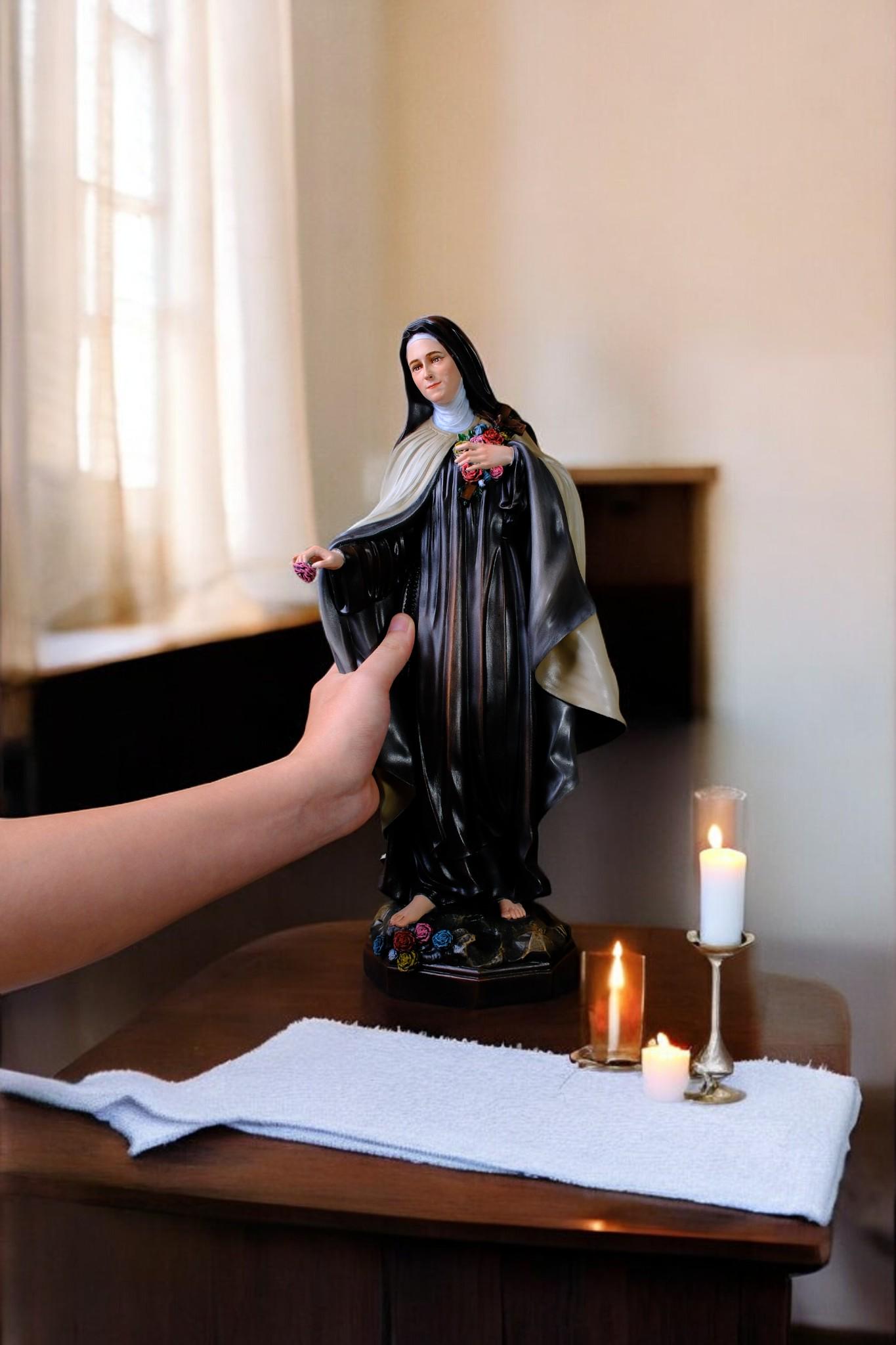 Handmade Saint Teresa Statue 42cm | Hand-Painted Catholic Figurine __etsy:7453324347