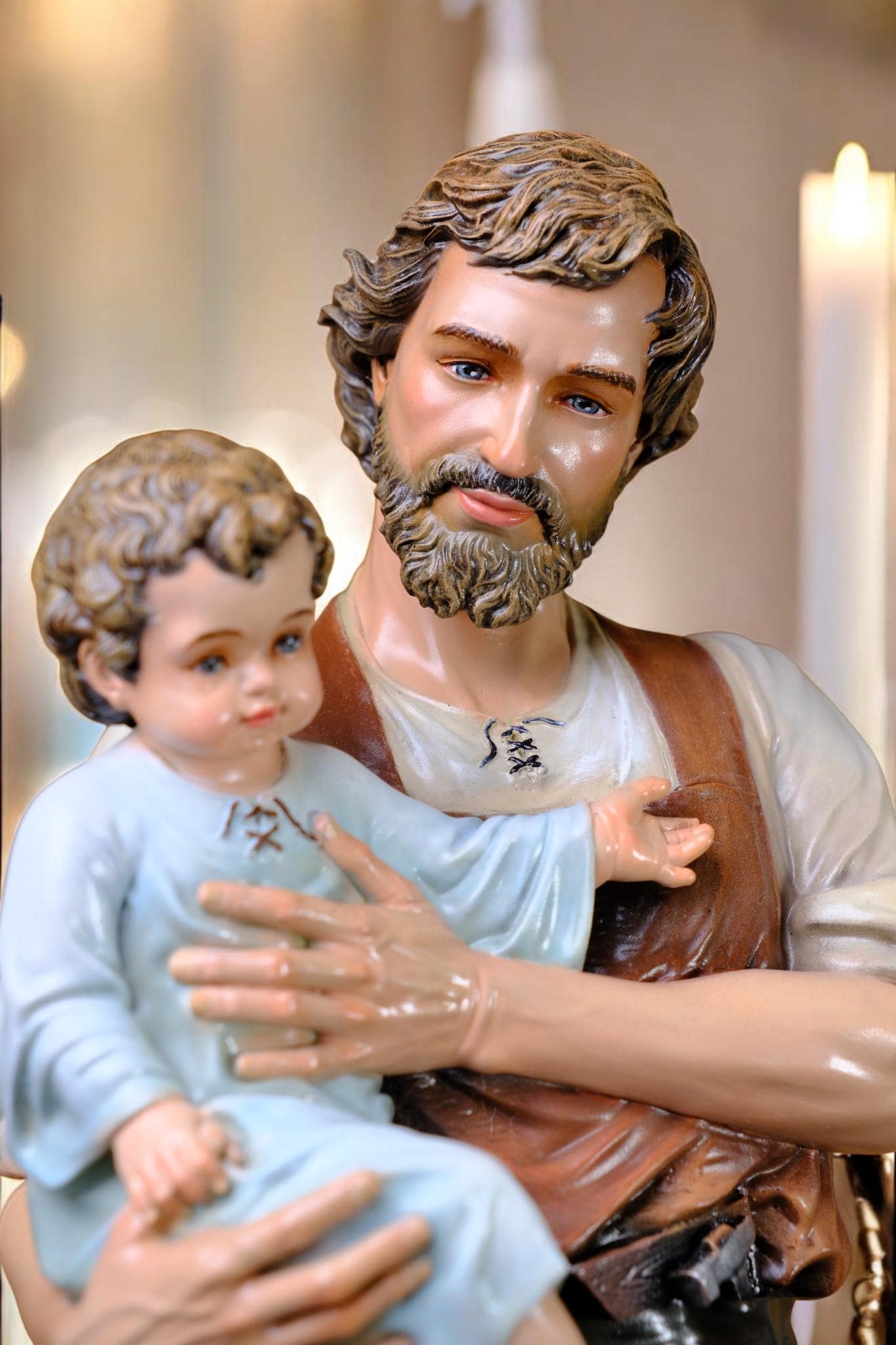 Handmade Saint Joseph and Child Jesus Statue | Hand-Painted Catholic Figurine (53cm) (etsy image id: 7453792749)